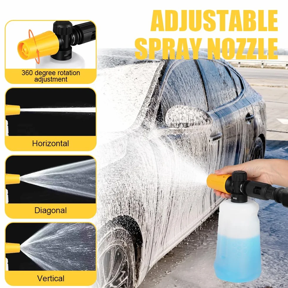 HOTUT Śnieżna lanca do myjki wysokociśnieniowej, 700 ml, lufa piankowa, gruby dozownik mydła, z regulowaną dyszą natryskową, do Karcher serii K2, K3, K4, K5, K6, K7