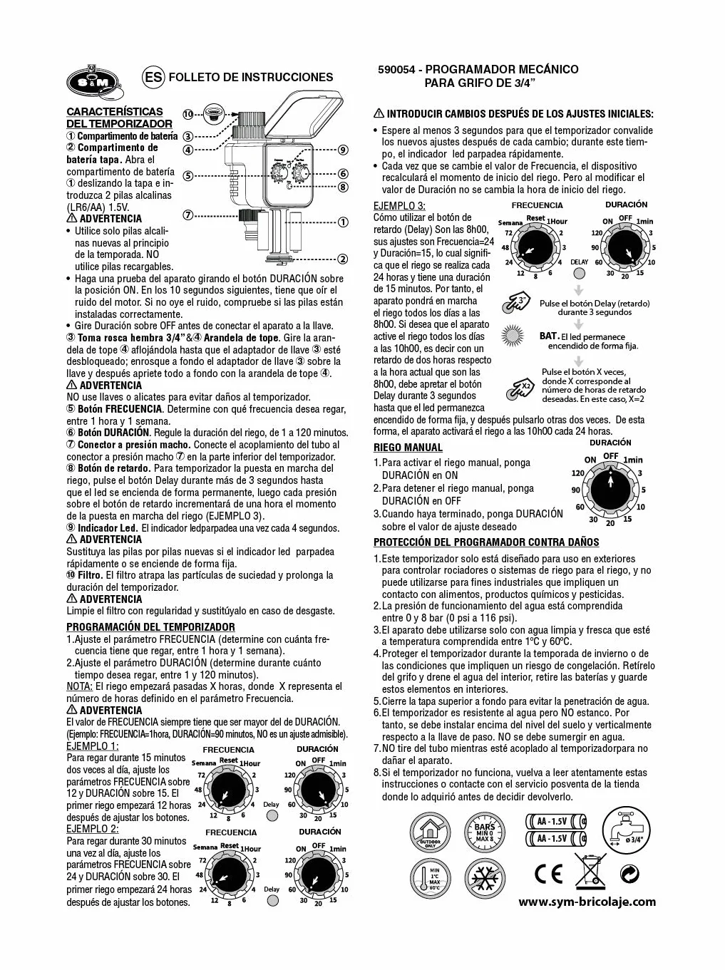 S&M 590054 HM HM 1-wylotowy programator kranu, automatyczny podlewanie, szary/czarny, 3/4"