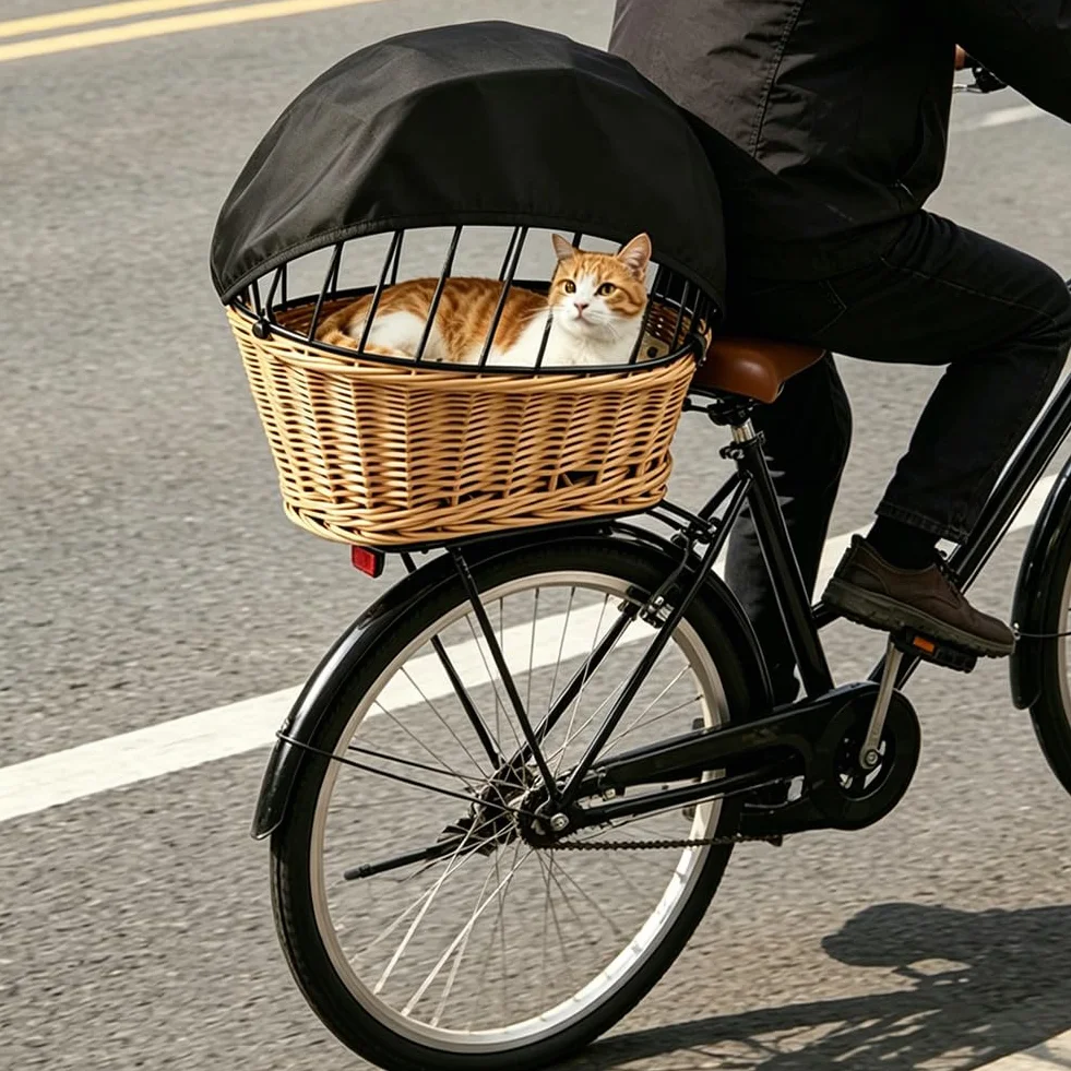 Żagiel przeciwsłoneczny do kosza rowerowego, ochrona UV, składany, lekki