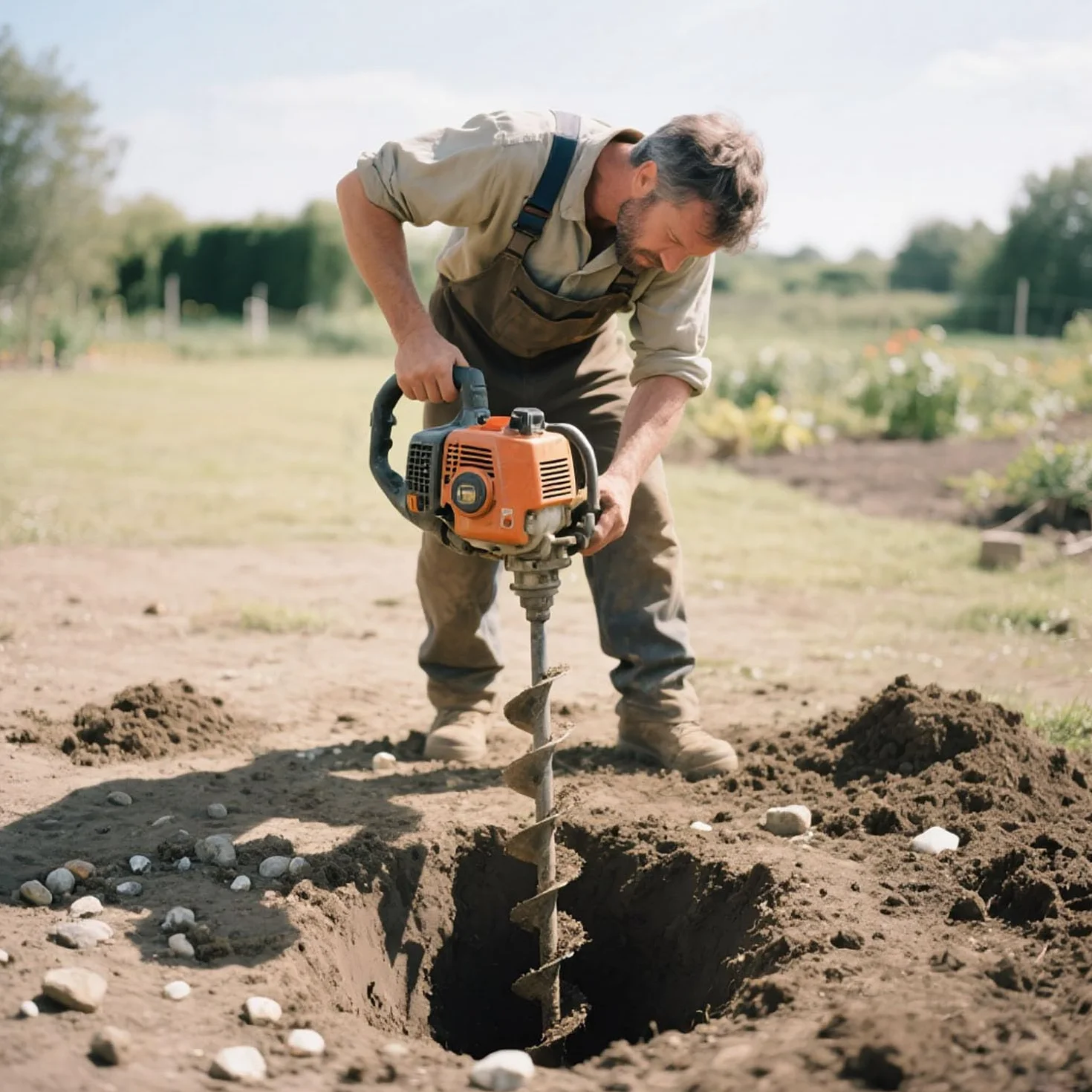 Wiertło do gleby ze sworzniem zabezpieczającym i adapterem, średnica 120 mm, długość 800 mm, dla wierteł do słupów, studni, prac wykopowych, stalowych, świder do gleby