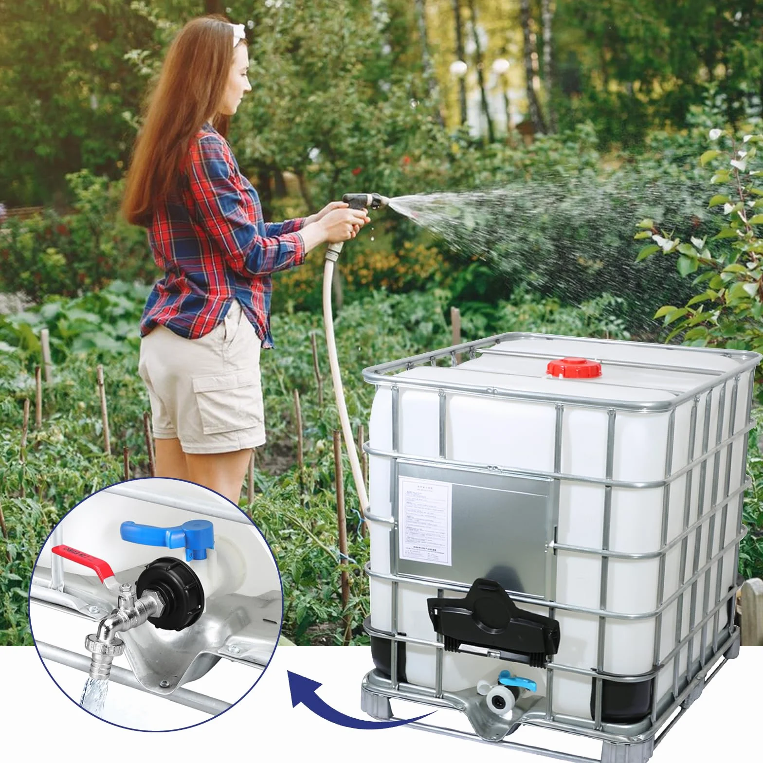 Adapter do Zbiornika IBC 1000 l Kran Spustowy S60X6 Gwint 3/4 Cala Czarny
