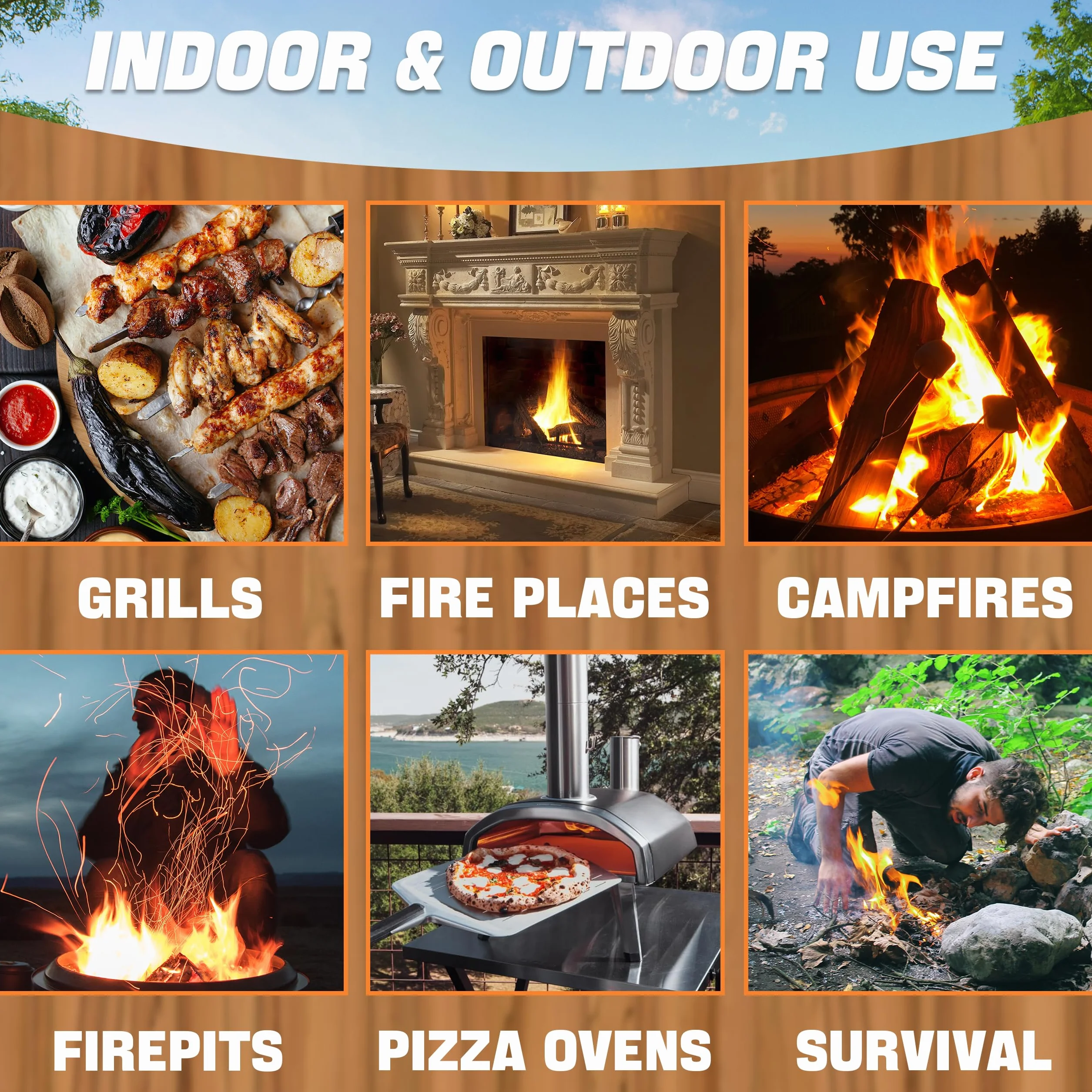 Natural Fire Starters 65 pcs for Fireplace, Pellet Stove, Wood, Fire Pit, BBQ