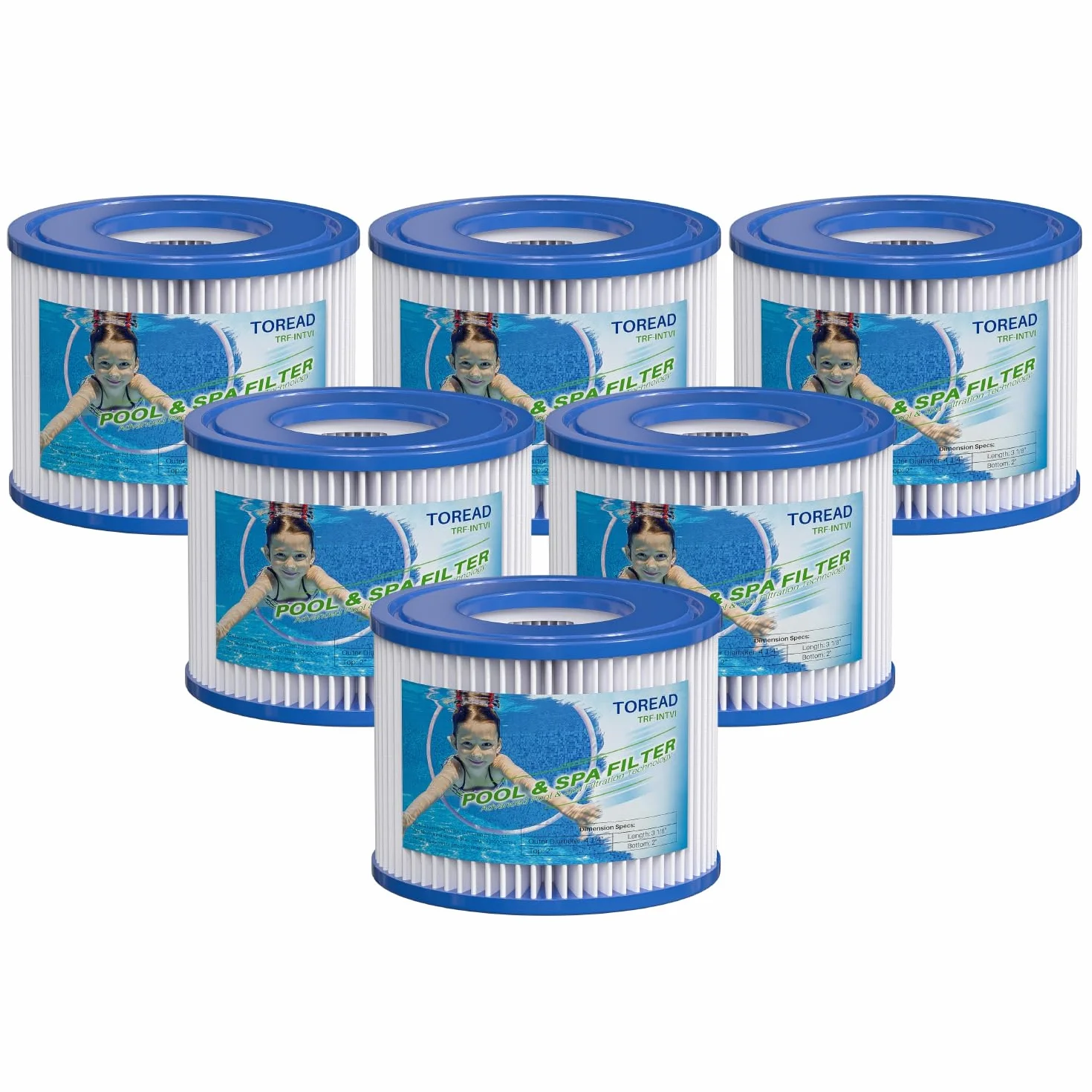 TOREAD Zamiennik filtra do wanny z hydromasażem Bestway do typu VI, Coleman SaluSpa 90352E, Lay-Z-Spa Miami, 6 szt
