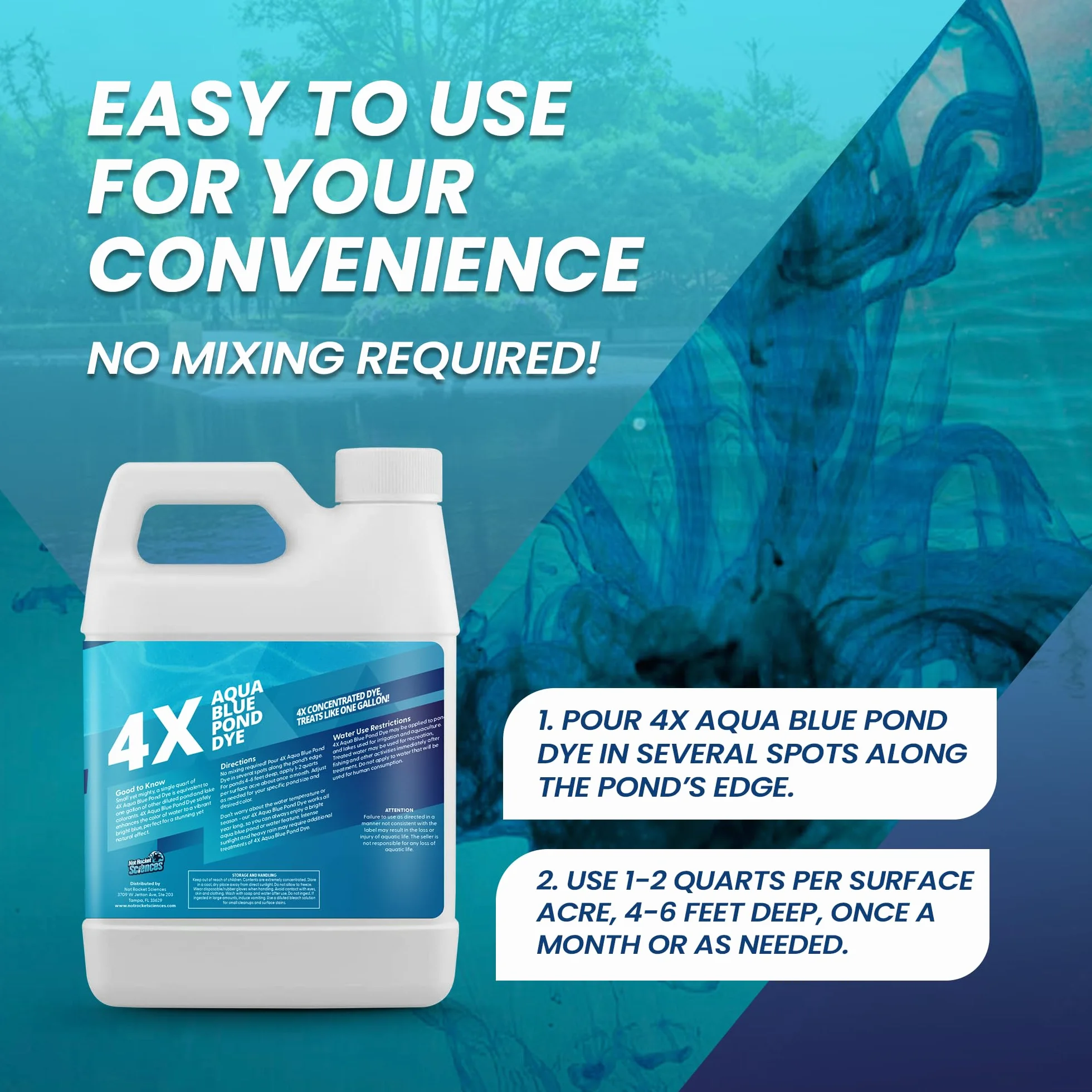 Aqua Blue Pond Dye 4X koncentrat barwnik do jeziora i stawu niebieski
