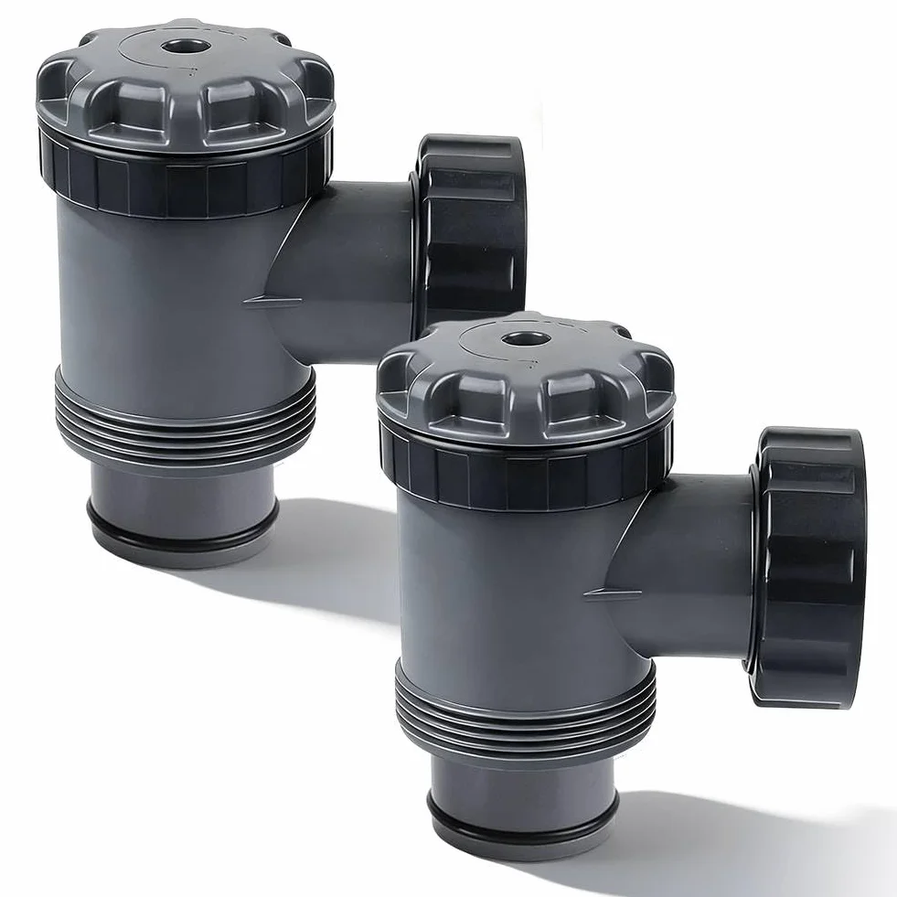 Zawór odcinający do basenu, 38 mm, 2 sztuki zaworów tłokowych do akcesoriów basenowych Intex, Bestway & Coleman, zawór zapasowy z wężem kompatybilnym 1-1/2", zestaw przyłączeniowy do pompy