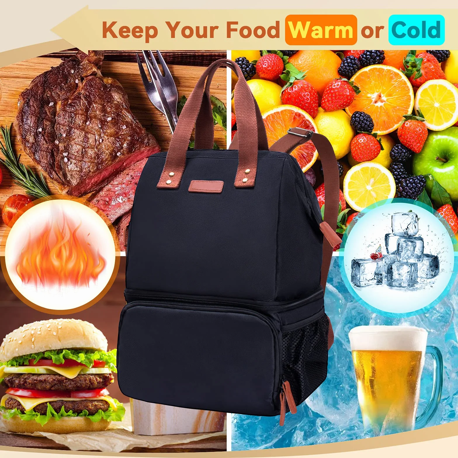 ZATOGOO torba termoizolacyjna 20 l plecak dwuwarstwowy izolowana na lunch plażę piknik kemping