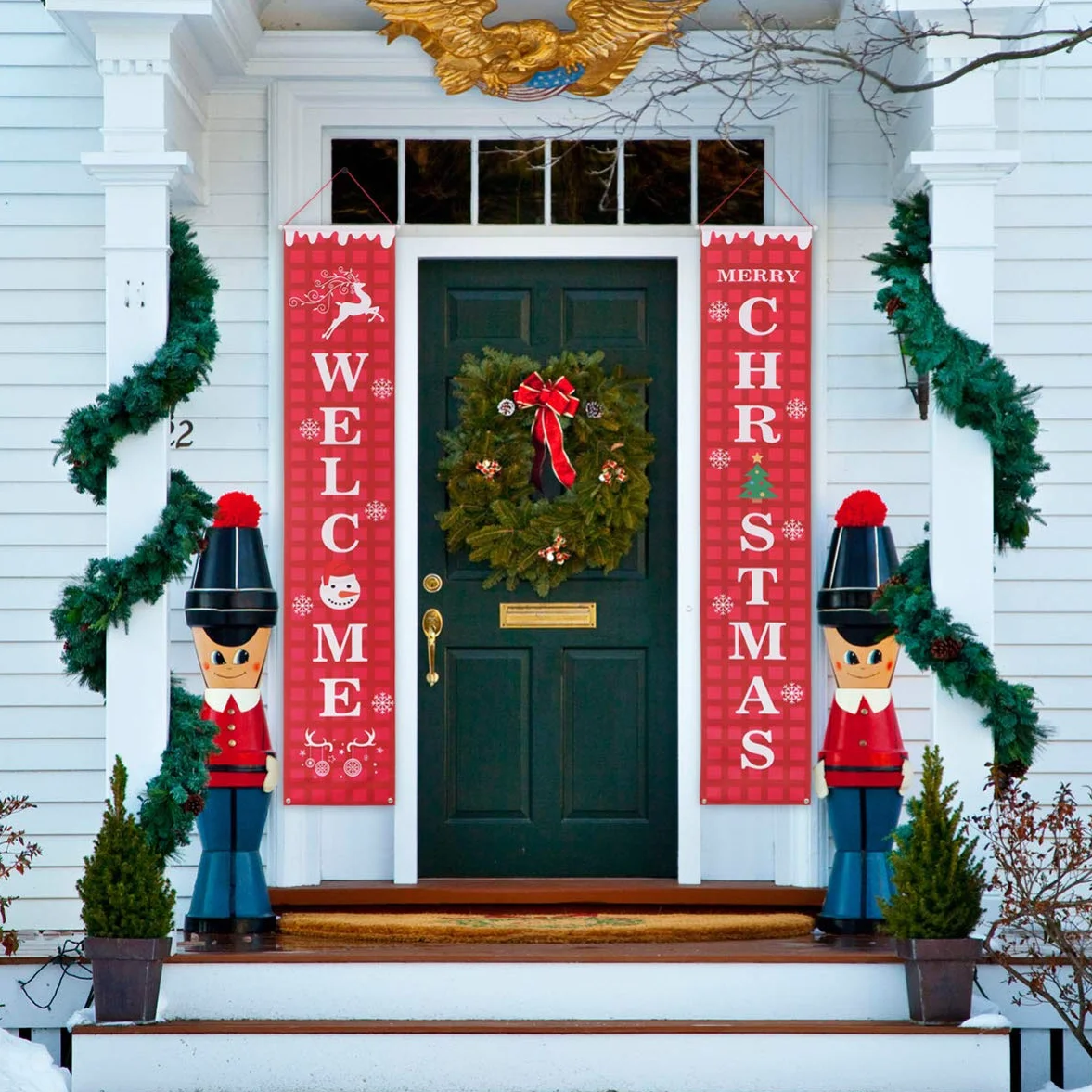 Reusable Oxford Cloth Waterproof Christmas Porch Sign Wall Decor for Home