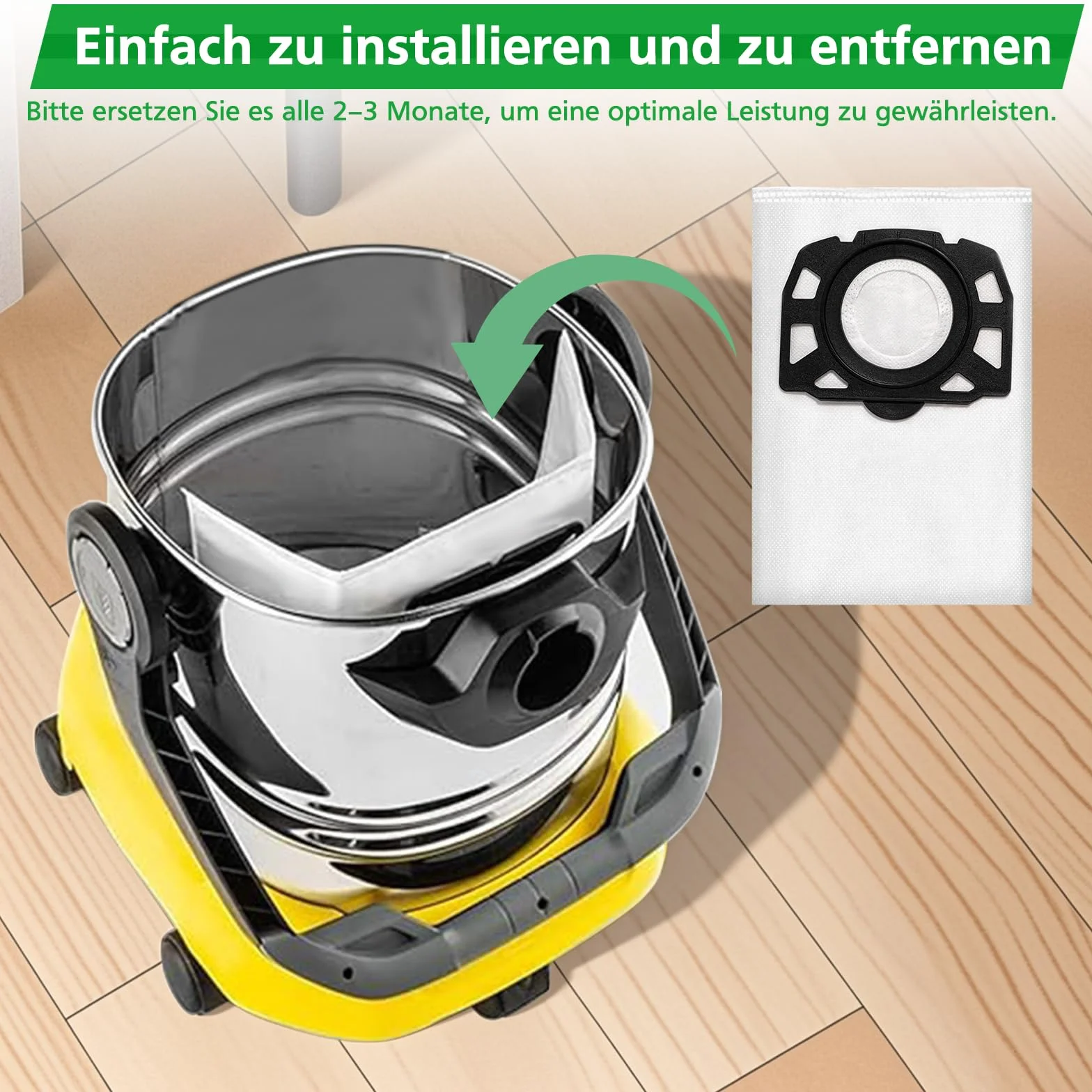Opakowanie 12 worków do odkurzacza Kärcher WD4, WD5, WD6 z filtrem z polaru KFI 487