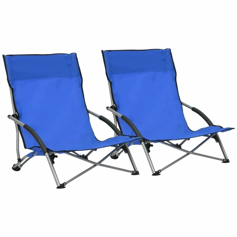 vidaXL Składane krzesła plażowe 2 szt niebieskie