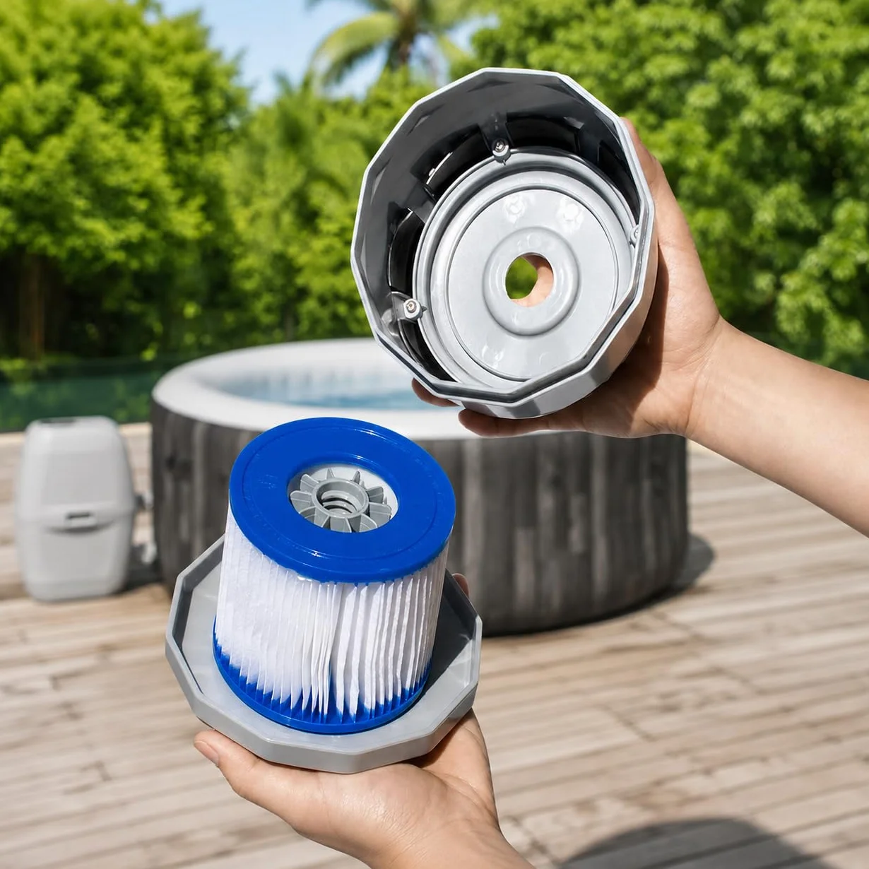 Sillar Filtr Kartuszowy Typ VI Ø 7,9 cm × 10,4 cm – 12 wkładów do pomp Bestway Lay-Z-Spa Miami, Cancun, Helsinki, Paris, Bali, Tahiti, Honolulu