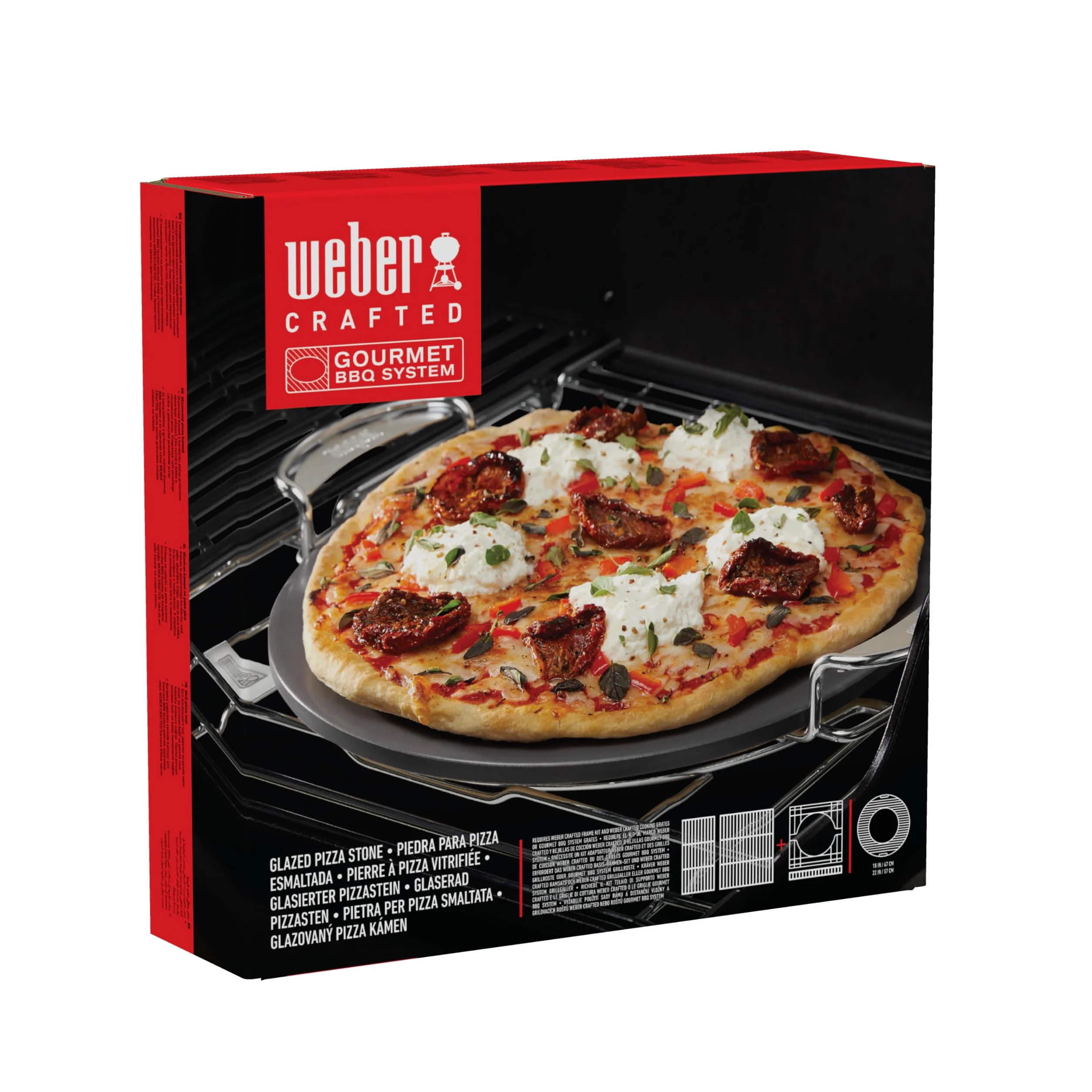 Weber Crafted Glazurowany Kamień do Pizzy, Odporny na Temperaturę, Równomiernie Magazynuje Ciepło, dla Chrupiącego Spodu Pizzy i Łatwego Czyszczenia, Kremowy (8861)