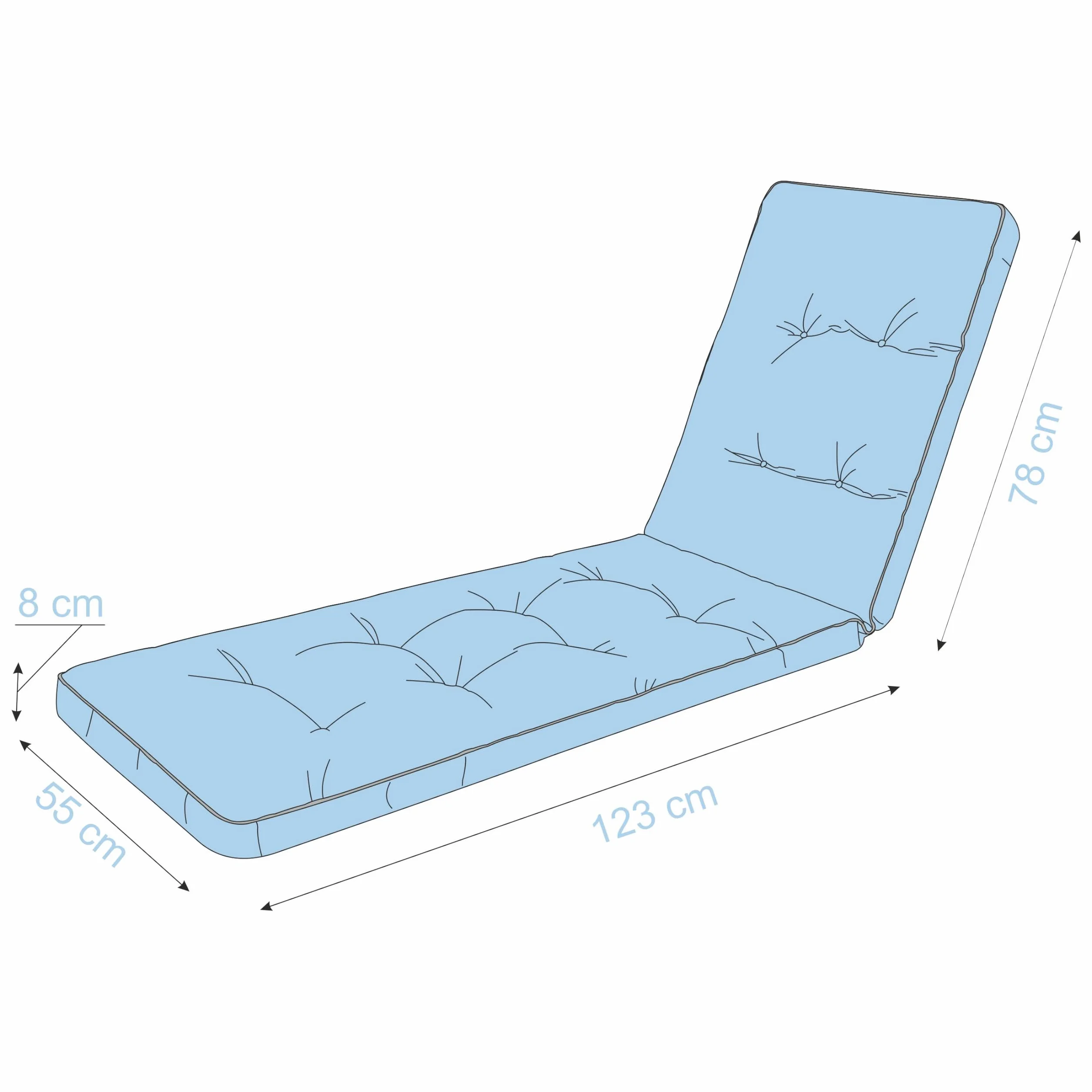PillowPrim Nakładka na leżak ogrodowy, nakładka na leżak 200 x 55 x 9 cm - Wygodna nakładka na leżak - Poduszka na leżak ogrodowy, poduszka na leżak, haftowana - Zielona łąka