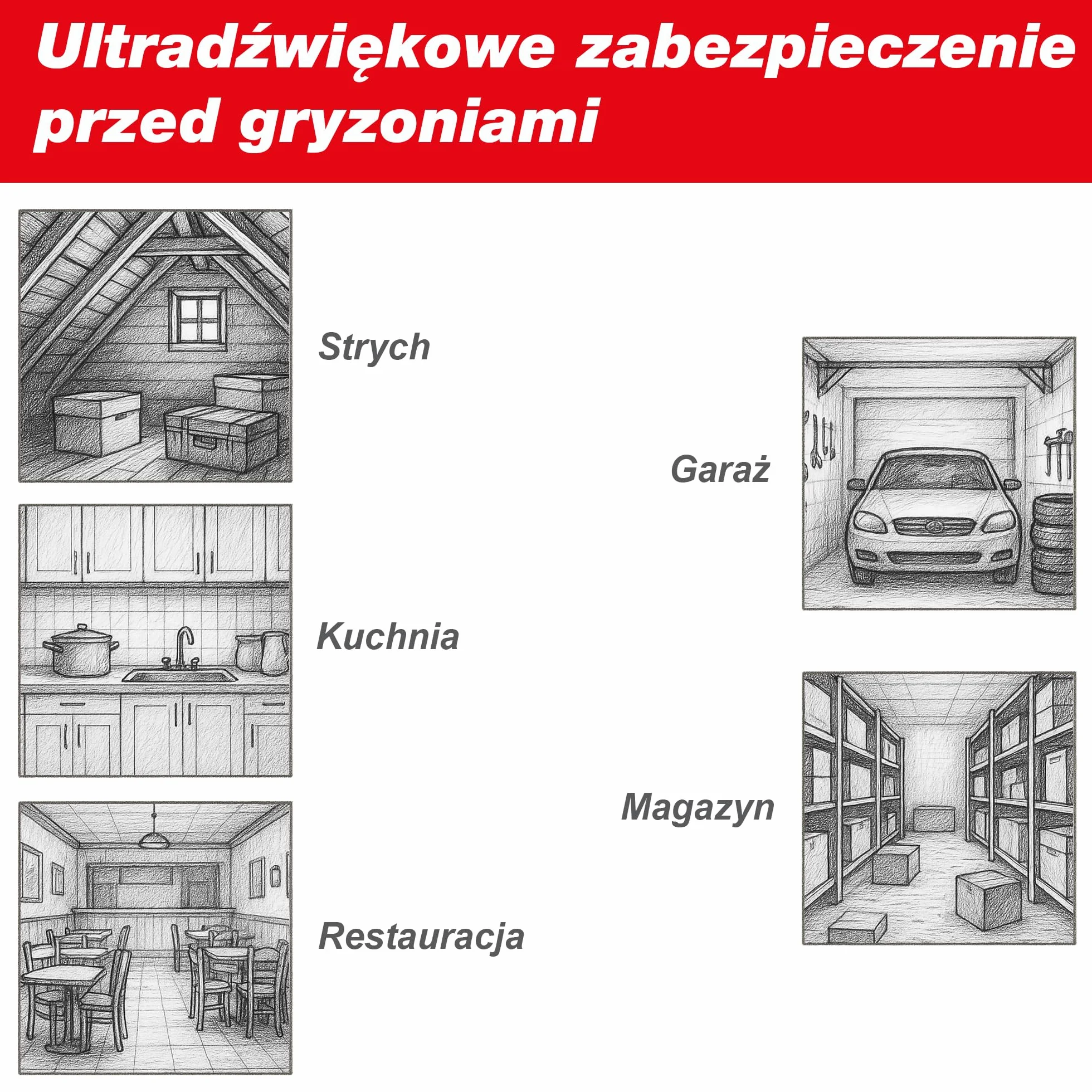 SWISSINNO Odstraszacz Ultradźwiękowy na Baterie 20 m² Przenośny Ochrona przed Gryzoniami i Kunami