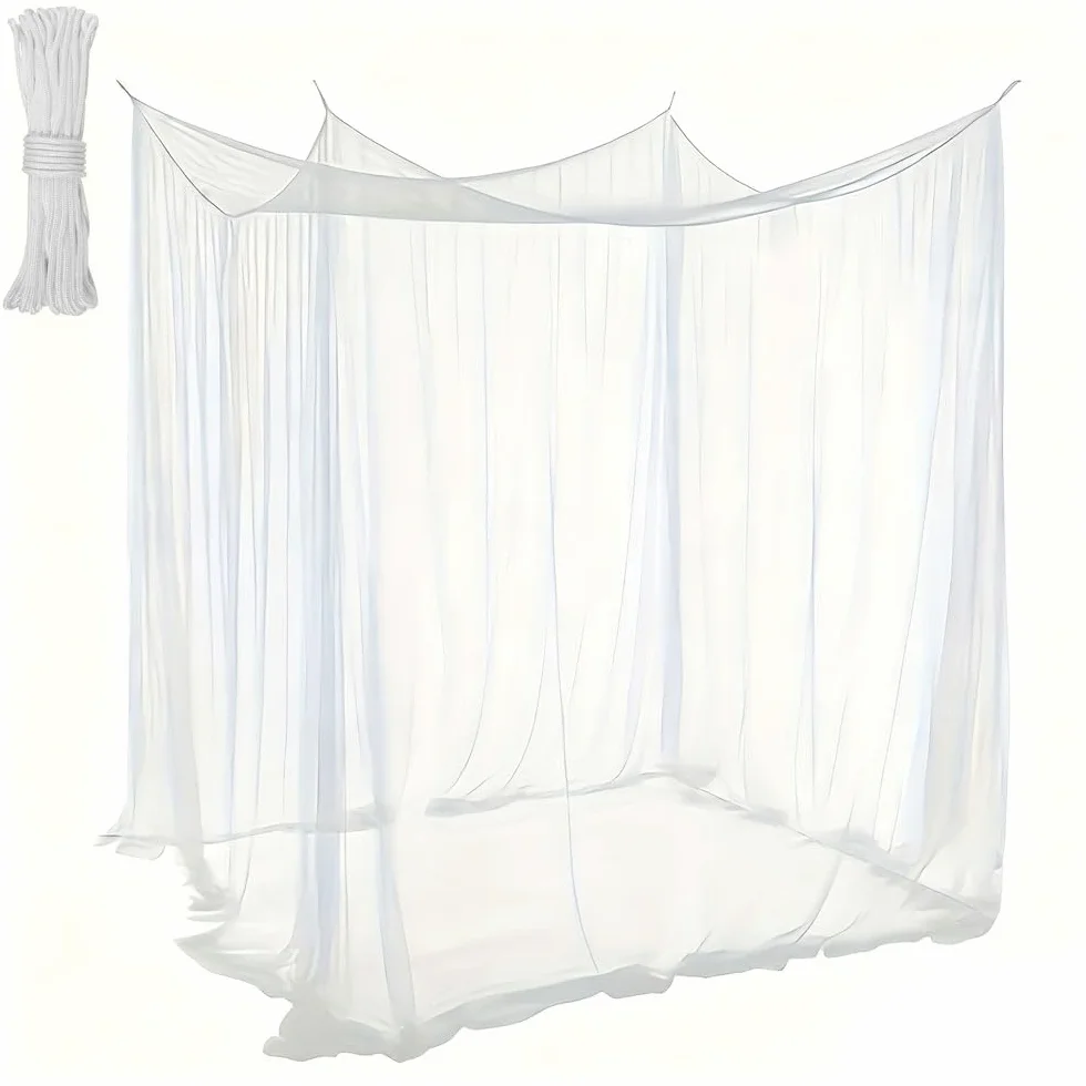 Moskitiera na łóżko podwójne 220 x 200 x 200 cm z 4 narożnikami