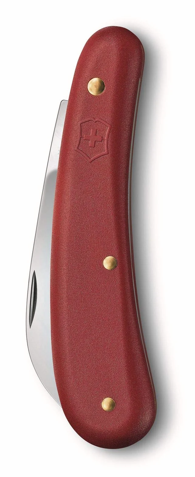Victorinox Hakenmesser S, Gartenmesser mit Gebogener Klinge, für Gartenarbeiten, Rostfreier Stahl, Rot