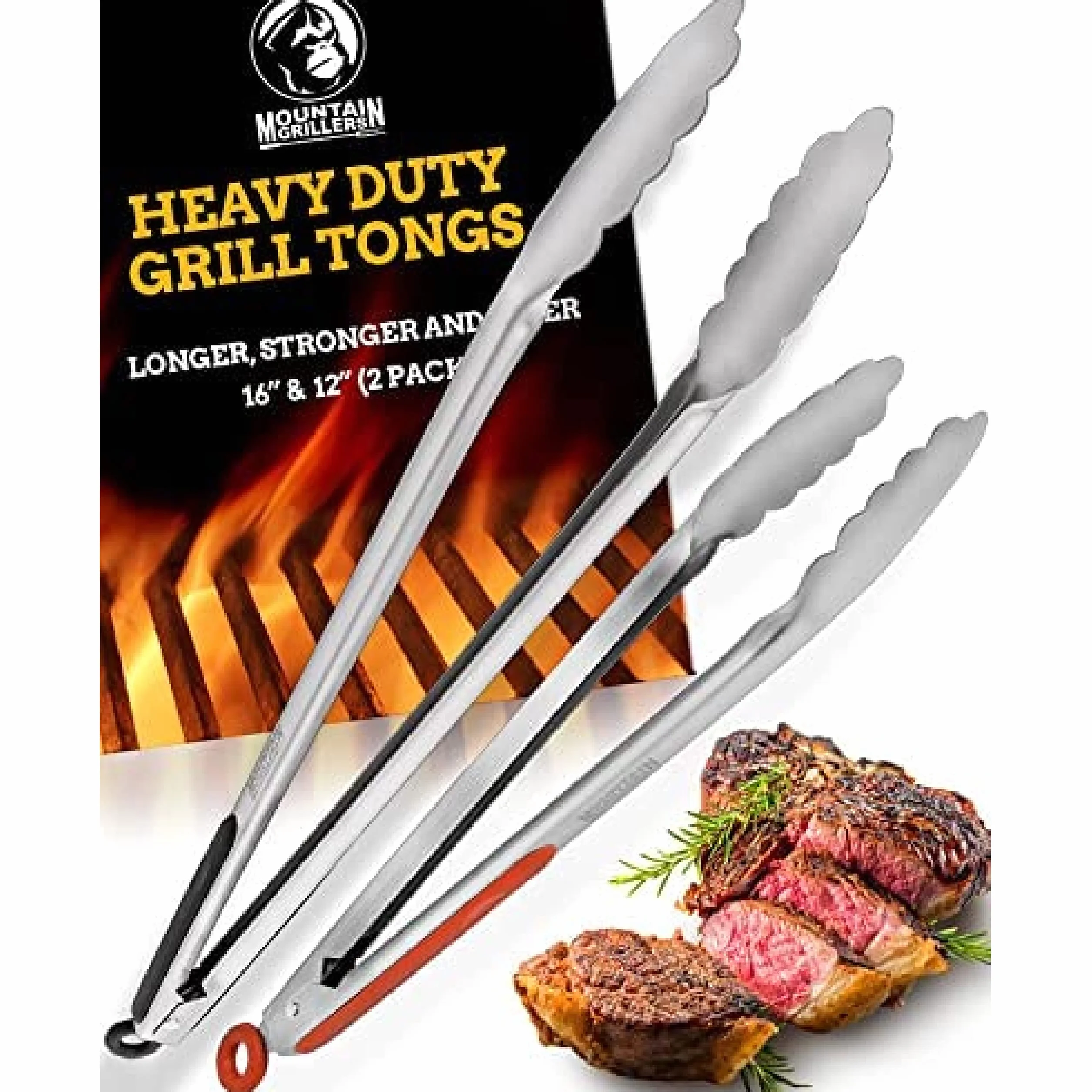 Mountain Grillers Szczypce do grillowania 30,5 i 40 cm zestaw 2 stali nierdzewnej
