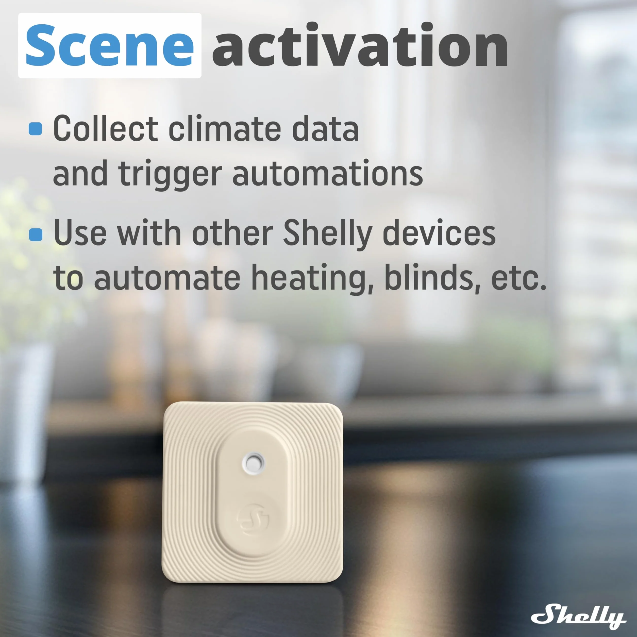 Shelly BLU H&T Kość Słoniowa - czujnik temperatury i wilgotności Bluetooth, inteligentny termometr i higrometr wewnętrzny/zewnętrzny, stopień ochrony IP54, nie wymaga HUB-a, zdalne sterowanie