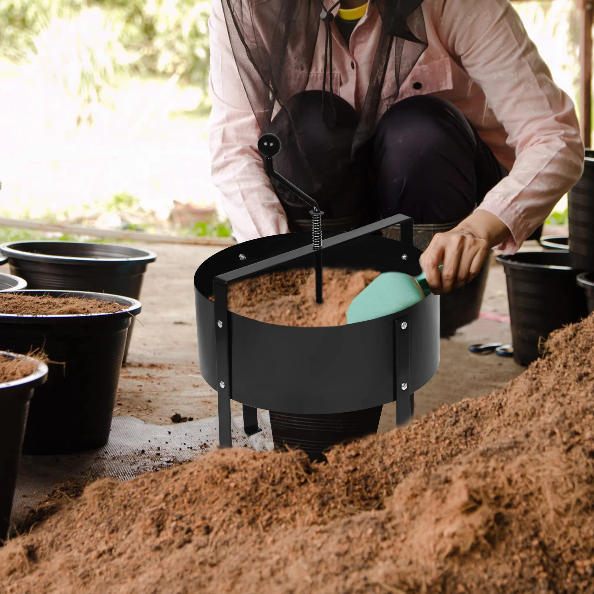 UISEBRT Sitko do ogrodu do ziemi Sitko ręczne Ø40 cm Sitko metalowe do ziemi kamieni kompostu chwastów piasku, Czarny