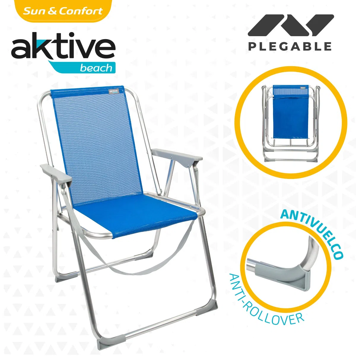 Aktive 62606 krzesło plażowe, składane, 55 x 43 x 77 cm