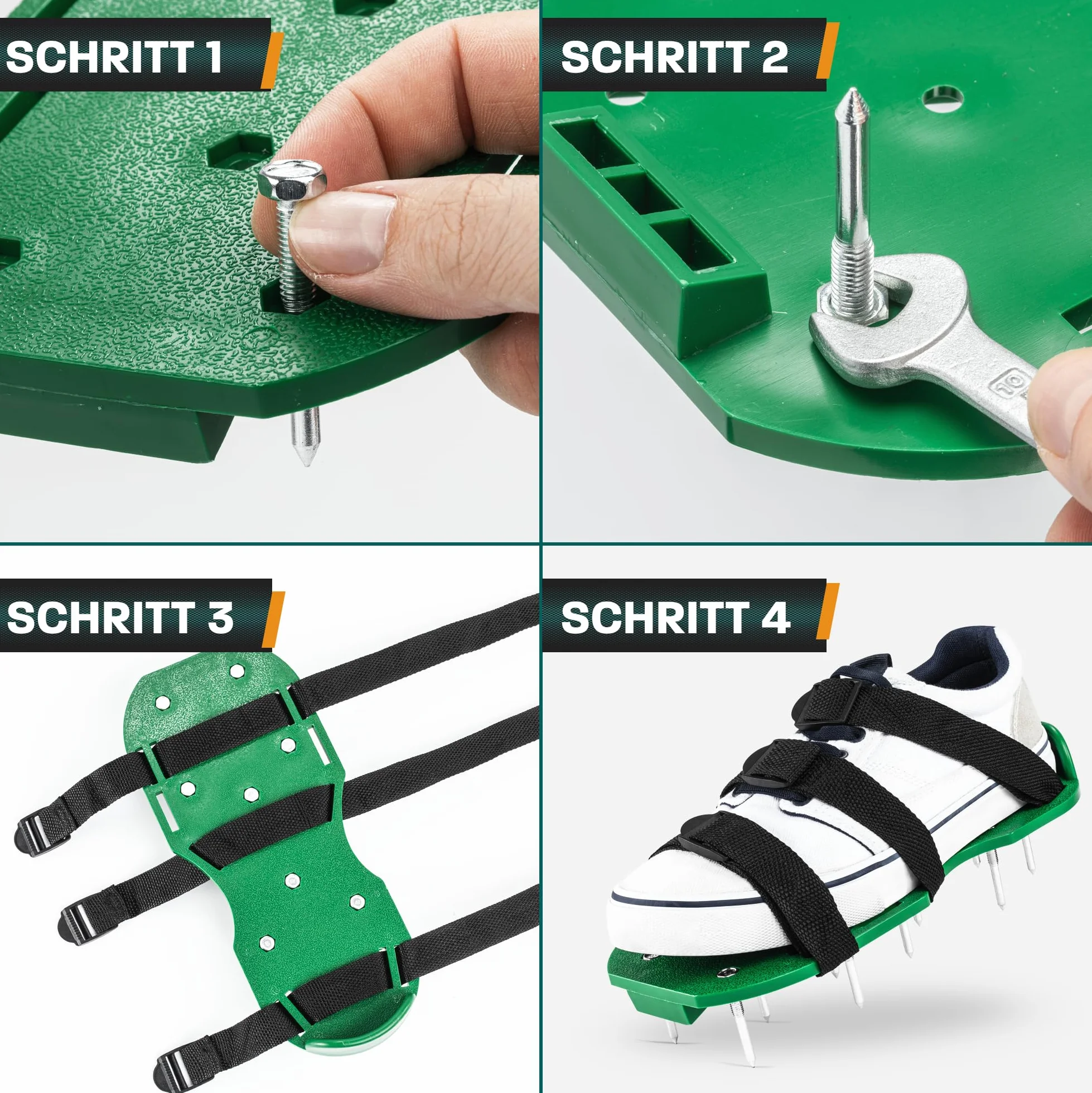 Hinrichs Buty do Napowietrzania Trawnika - Buty aeracyjne - Buty do Napowietrzania Trawnika z Elastycznym Regulowanym Paskiem - Buty z kolcami do Ręcznego Napowietrzania Gleby - Aeratory trawnika