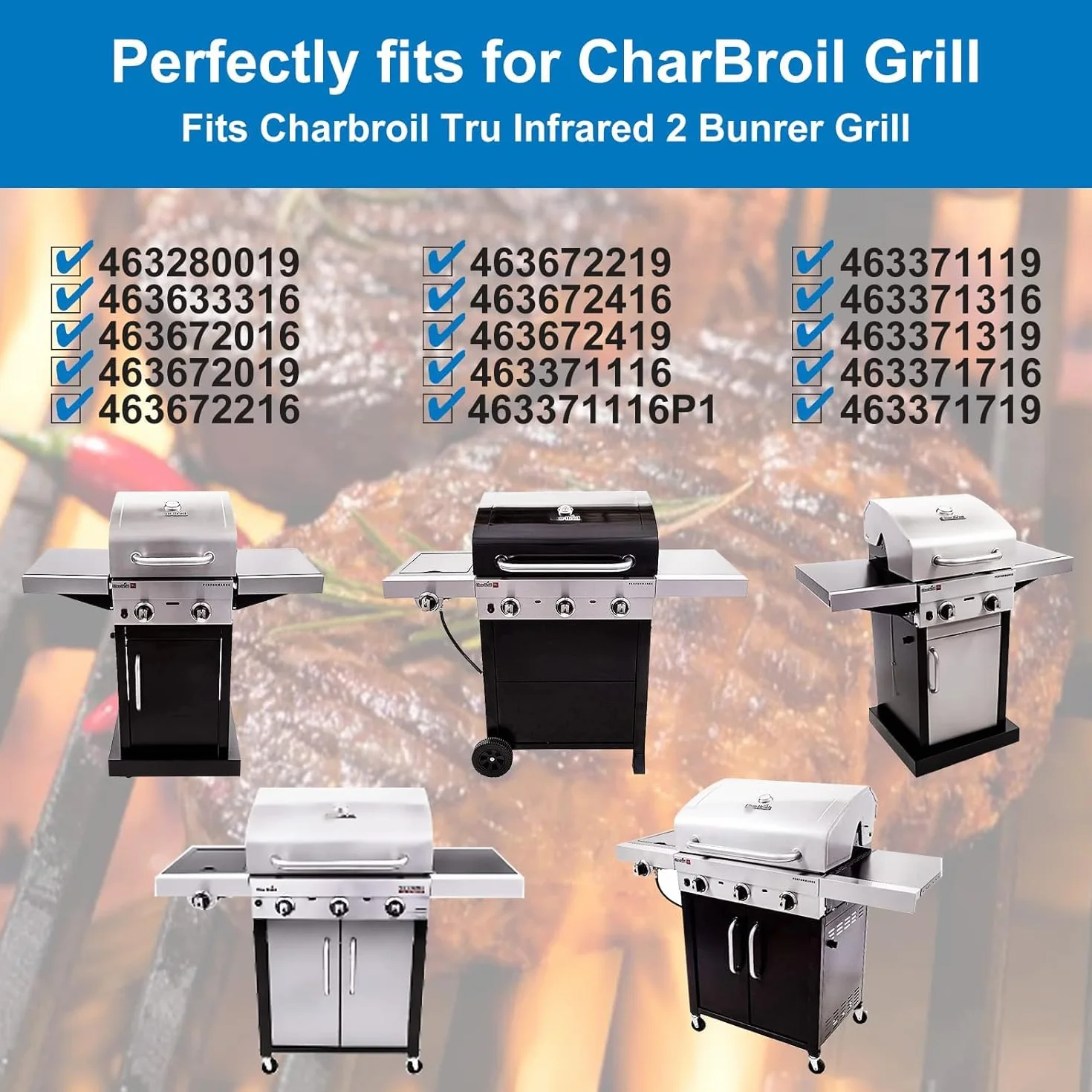 Denmay ruszt do grillowania na podczerwień 43,2 cm dla Charbroil Performance TRU z 3 palnikami na podczerwień, części zamienne do rusztów do grillowania dla Charbroil 463371116, Broilking Baron 490
