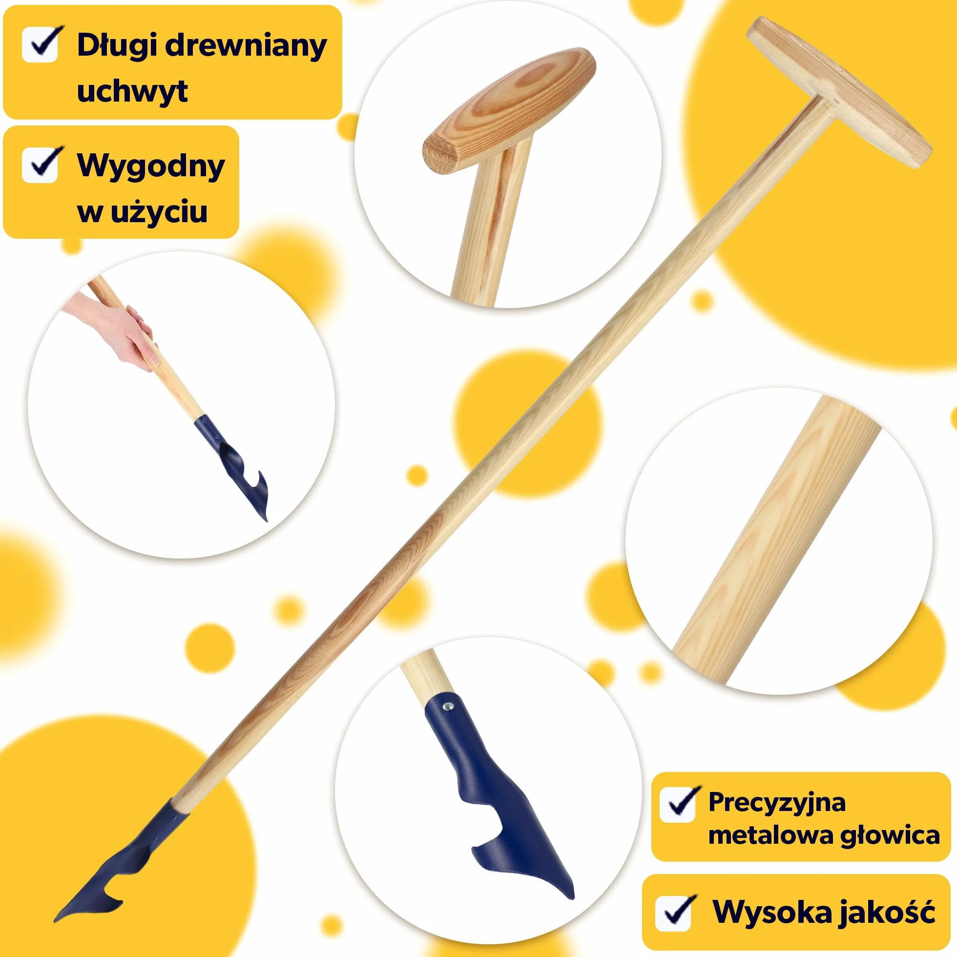 KADAX Metalowy wyrywacz do chwastów z głowicą spiralną, ręczny, 116 cm, niebieski