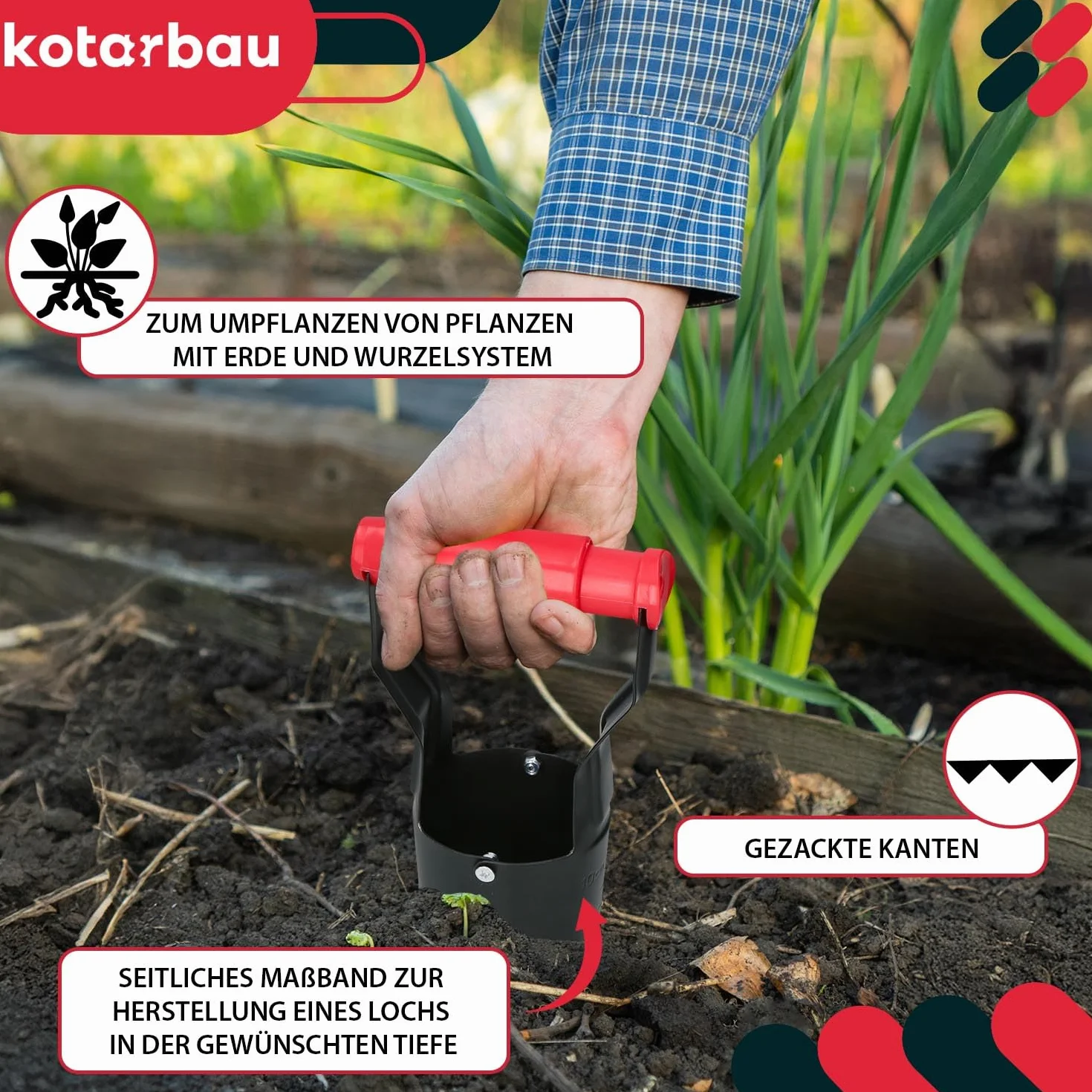 KOTARBAU Sadzarka do cebulek kwiatowych 23 cm stal malowana proszkowo czarna