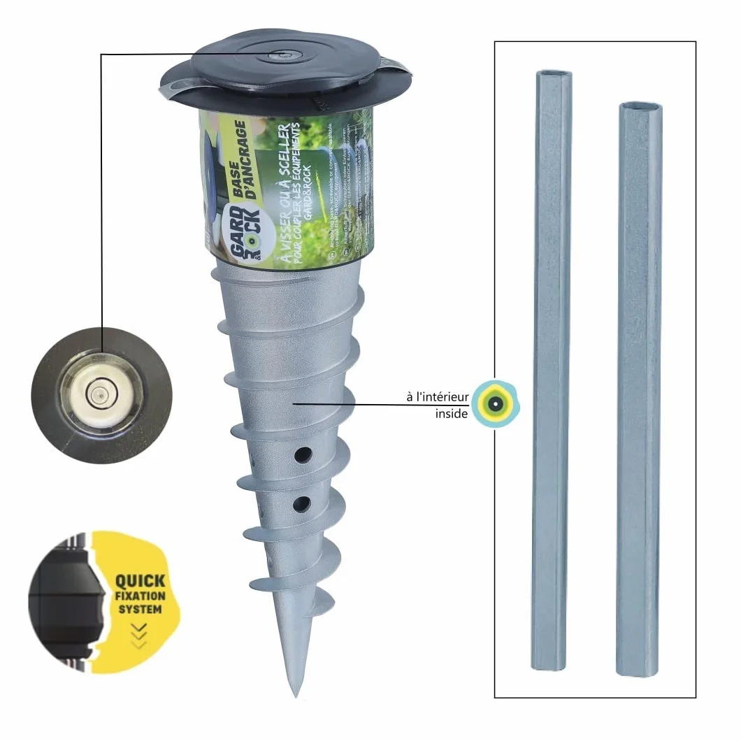 GARD & ROCK - PODSTAWA ŚRUBOWA z aluminium, zrównana z podłożem - Do przykręcenia lub zakotwienia w każdego rodzaju podłożu - System szybkiego mocowania