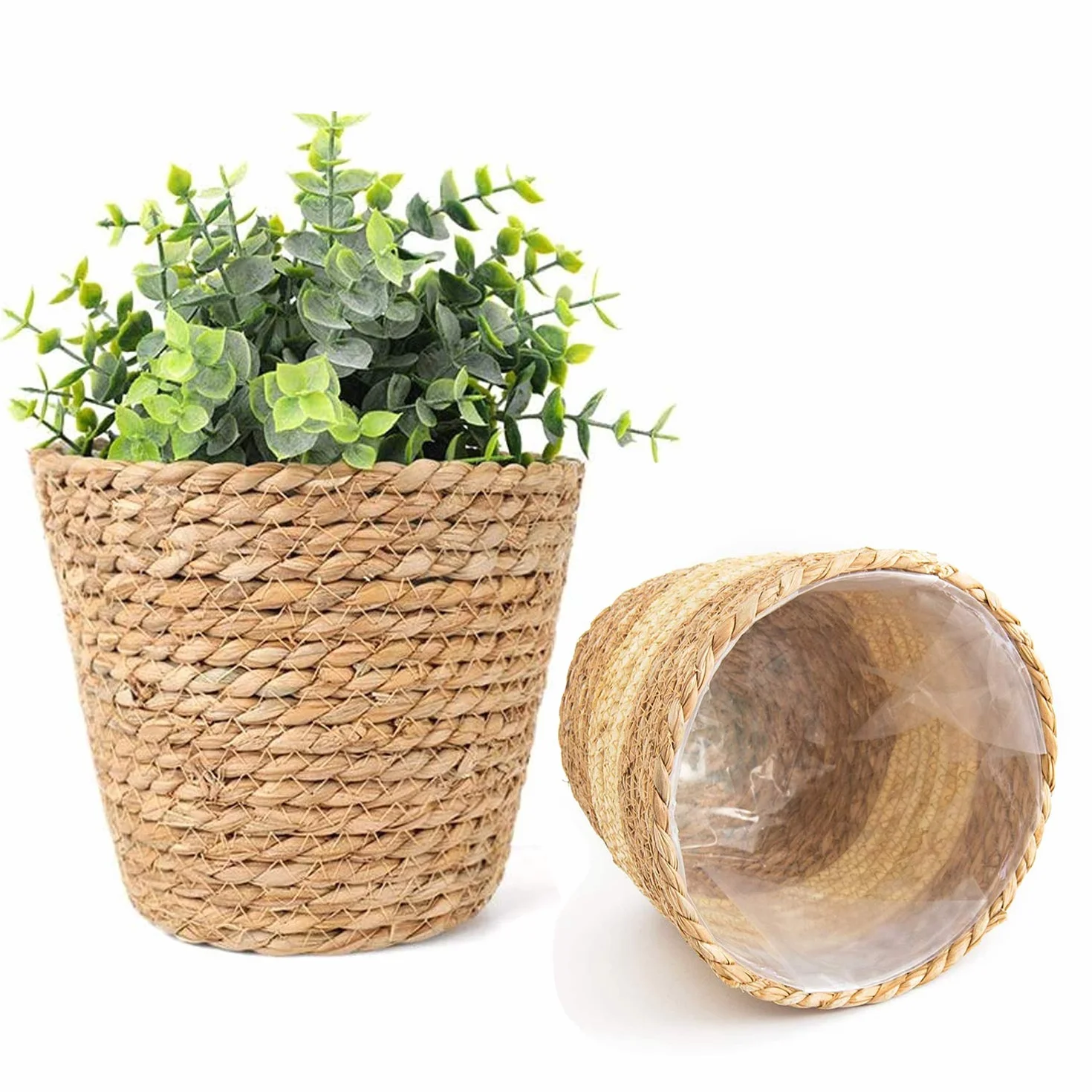 Kosz na rośliny z trawy morskiej 18 cm zestaw 2 sztuk akryl