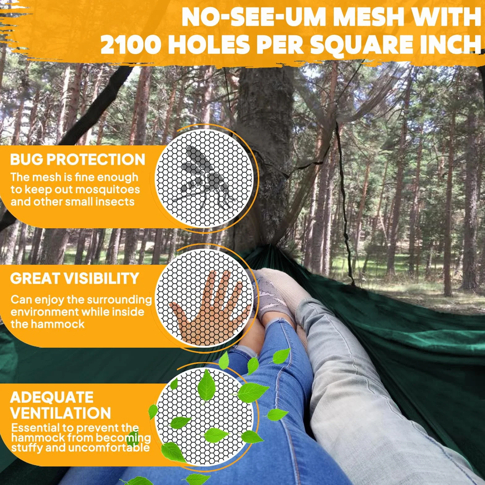 NATUREFUN Hamak kempingowy z moskitierą, nośność 300 kg, 300 x 200 cm, oddychający, szybkoschnący, nylonowy, nylon spadochronowy, 2 karabińczyki premium, 4 pasy w zestawie, na zewnątrz, do wewnątrz