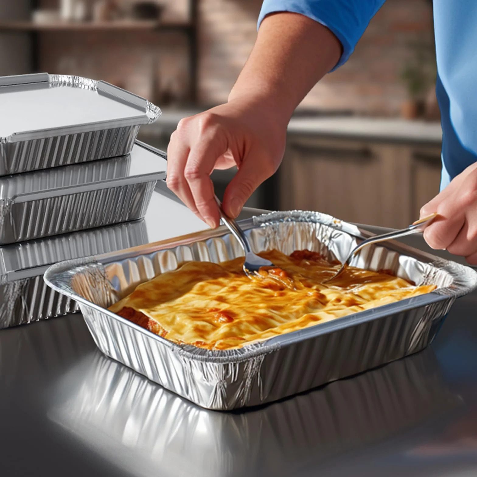 Aluminiowe miseczki z pokrywką 1750 ml 700 ml 410 ml 30 sztuk do gotowania pieczenia smażenia