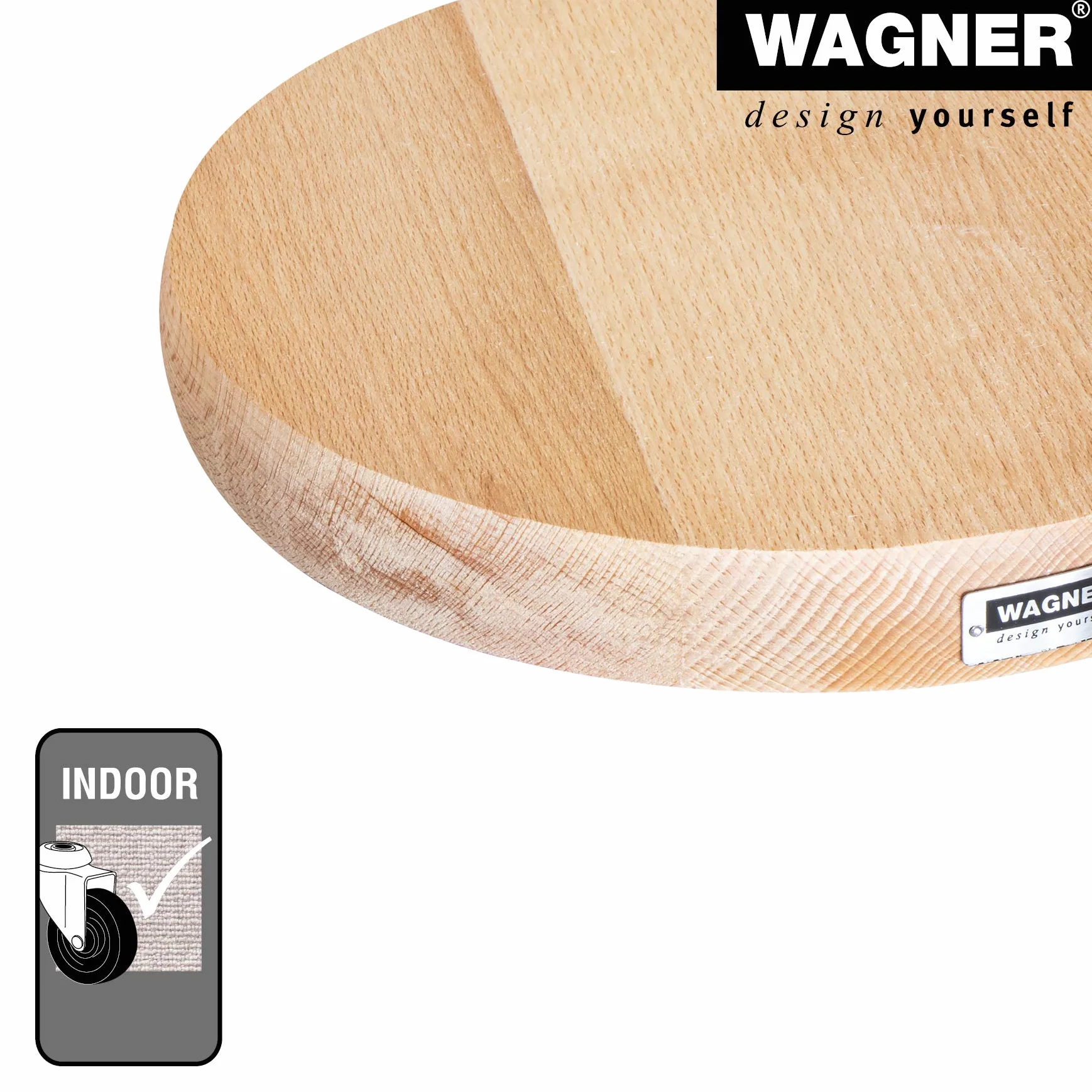 WAGNER wózek do roślin litych o średnicy 25 x 5 cm I wózek do sadzenia do użytku wewnętrznego, buk naturalny I wózek kwiatowy wykonany z litego drewna FSC® I drewniany wałek kubełkowy I nośność 100 kg I Wyprodukowano w UE - 20027101