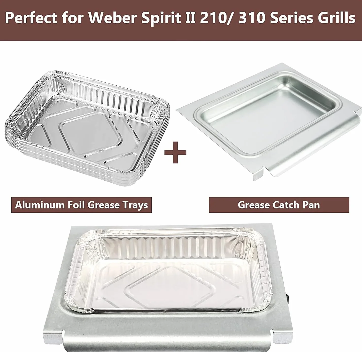 GFTIME 67047 tacki ociekowe do grilla Weber Spirit I II 200/300, Genesis I/II LX200/300, tacka ociekowa do Weber Traveler z aluminium Liner 6415, aluminiowe tacki ociekowe do Weber 67047, 6415, 83156