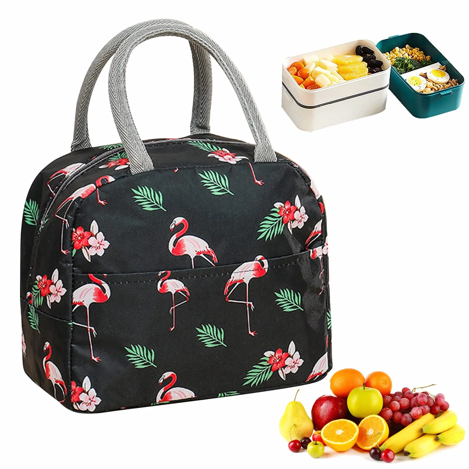 Mecctuck Torba termiczna na lunch izotermiczna przenośna wodoodporna Flaming czarny