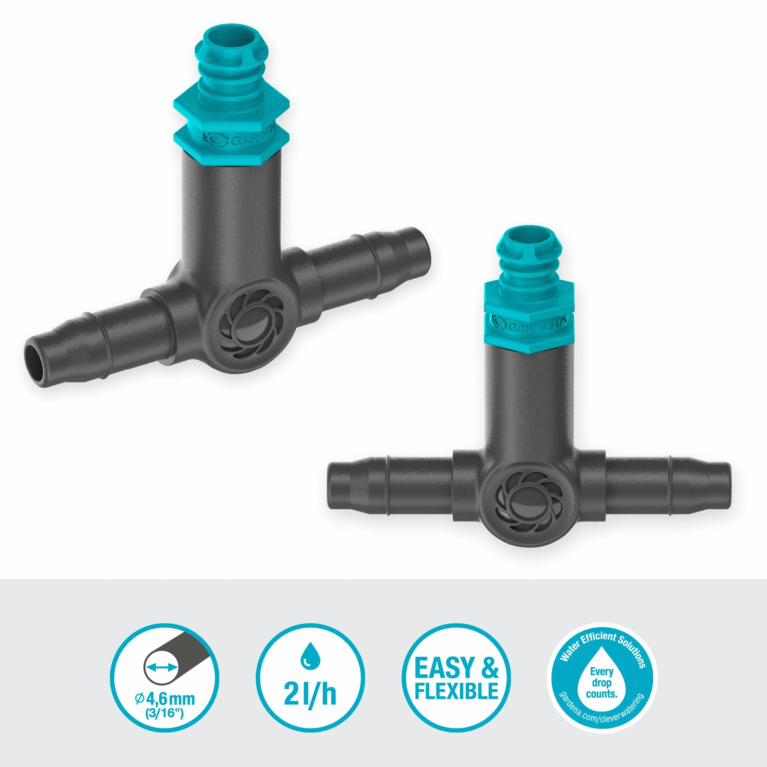 Gardena system Micro-Drip, kroplownik rzędowy 2 l/h: Kroplownik do automat. systemu nawadniania, do roślin z podobnym zapotrzebowaniem na wodę, prosta technika połączeniowa (13317-20)