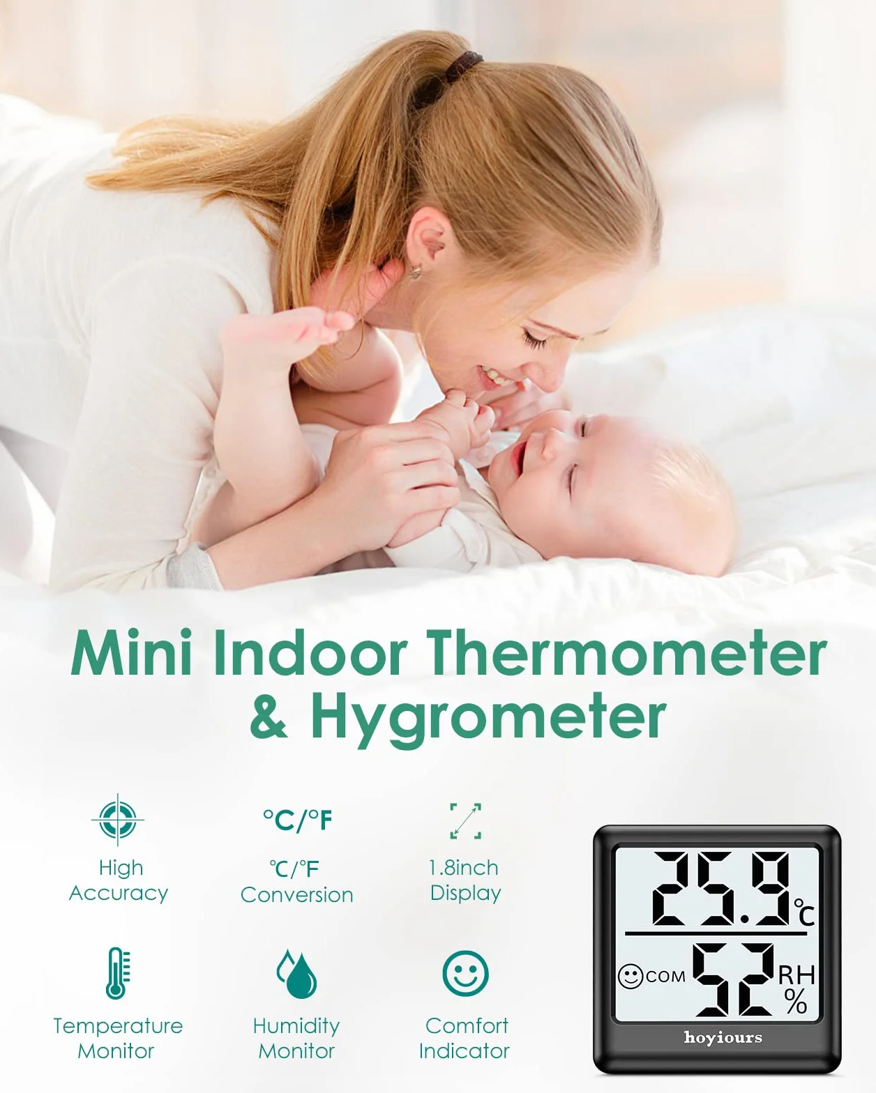 Cyfrowy termometr pokojowy, 3 sztuki, monitor temperatury pomieszczenia i wilgotnościomierz, wewnętrzny higrometr, czarny