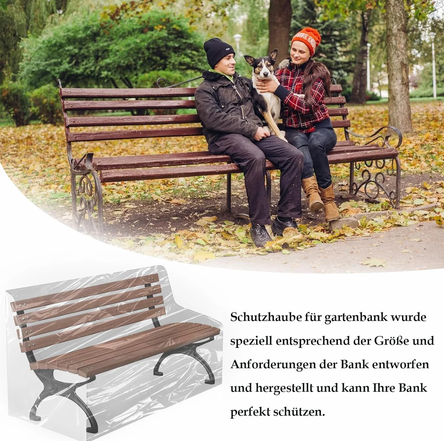 Pokrowiec ochronny na ławkę ogrodową, 160 x 80 x 75 cm, przezroczysty, ochrona przed deszczem, odporna na warunki atmosferyczne