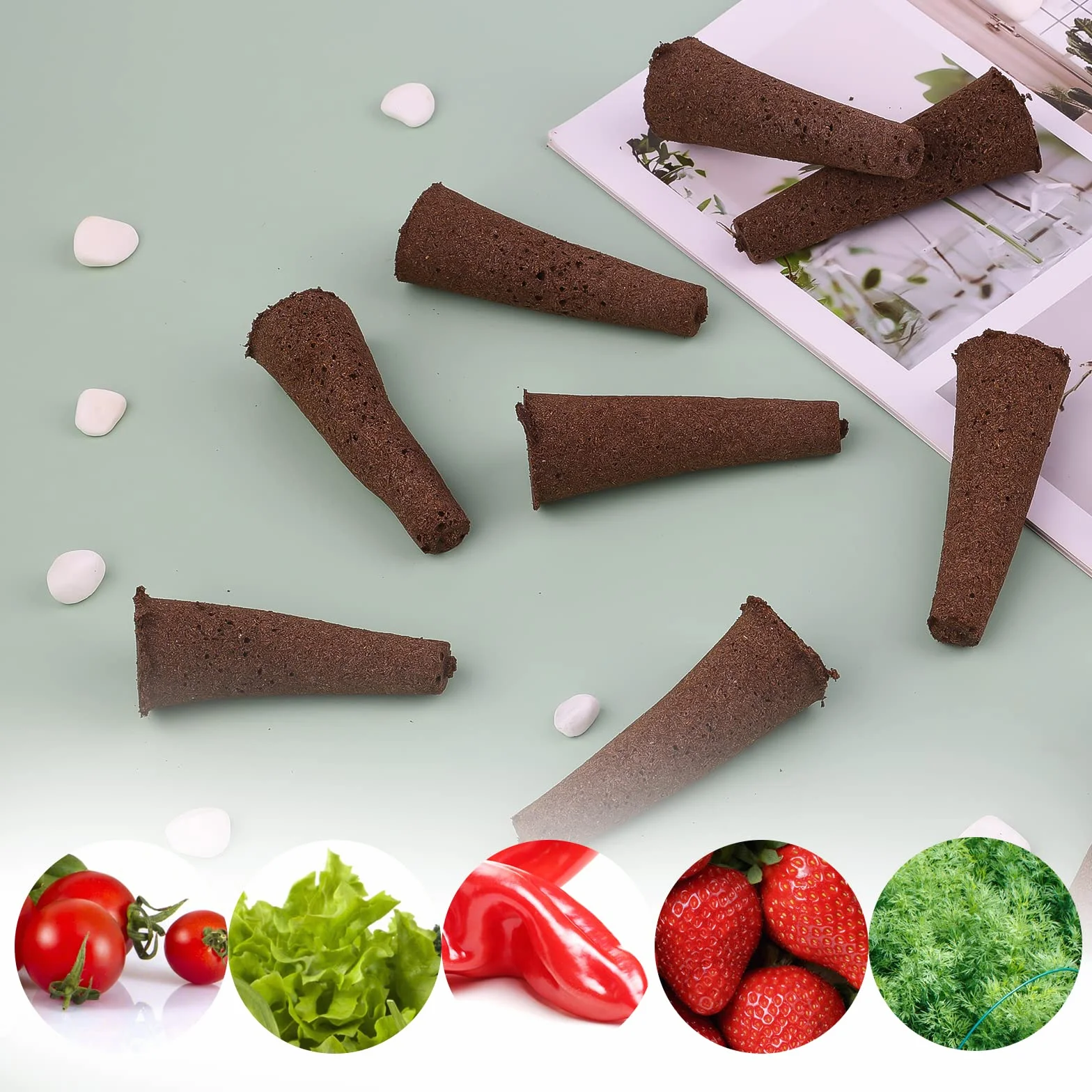 KINBOM 12 Szt. Gabki do Uprawy Hydroponicznej, Straki Nasienne do Sadzenia Gabka do Uprawy Nasion Seed Pods Kit do Uzytku w Pomieszczeniach Hydroponiczny System Uprawy (Dlugosc 5,5cm)