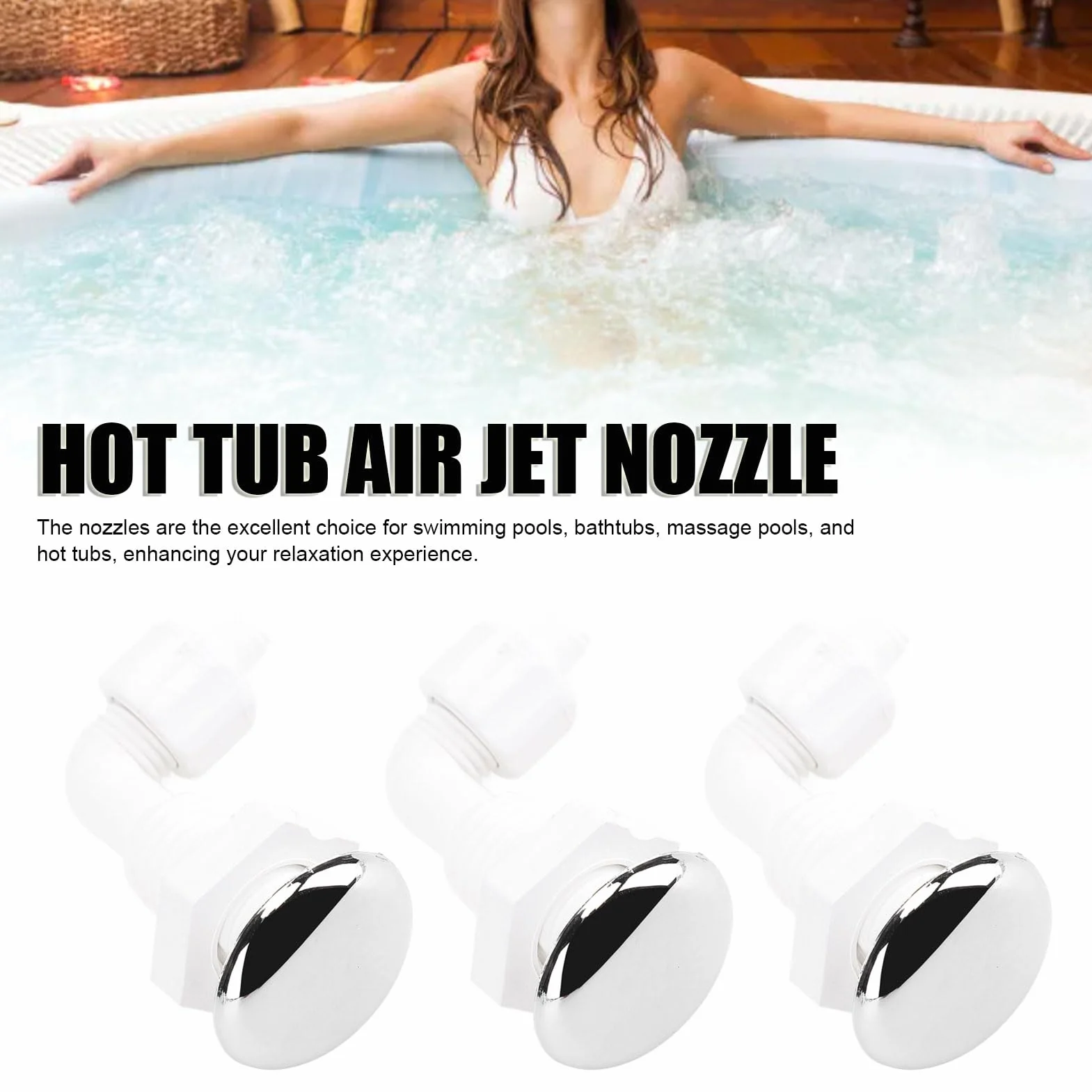 3 szt. Zestaw dysz powietrznych do wanny z hydromasażem, zamienniki dysz do wanny z hydromasażem, dysze bąbelkowe z PCV do wanny z hydromasażem i basenu, średnica 1,18 cala z