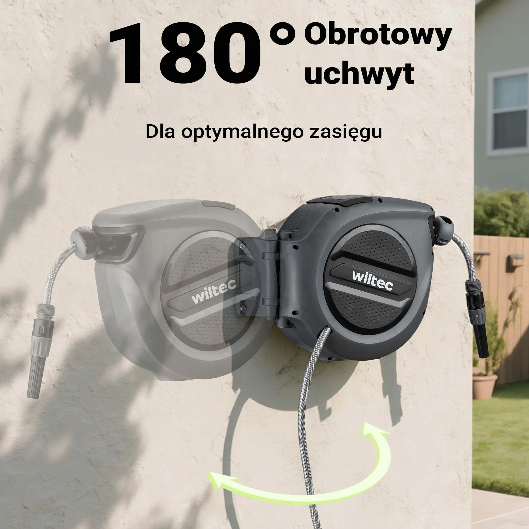 Bęben na wąż XPOtool, ścienna skrzynka na wąż z automatycznym bębnem i 15-metrowym wężem, nawadnianie ogrodu