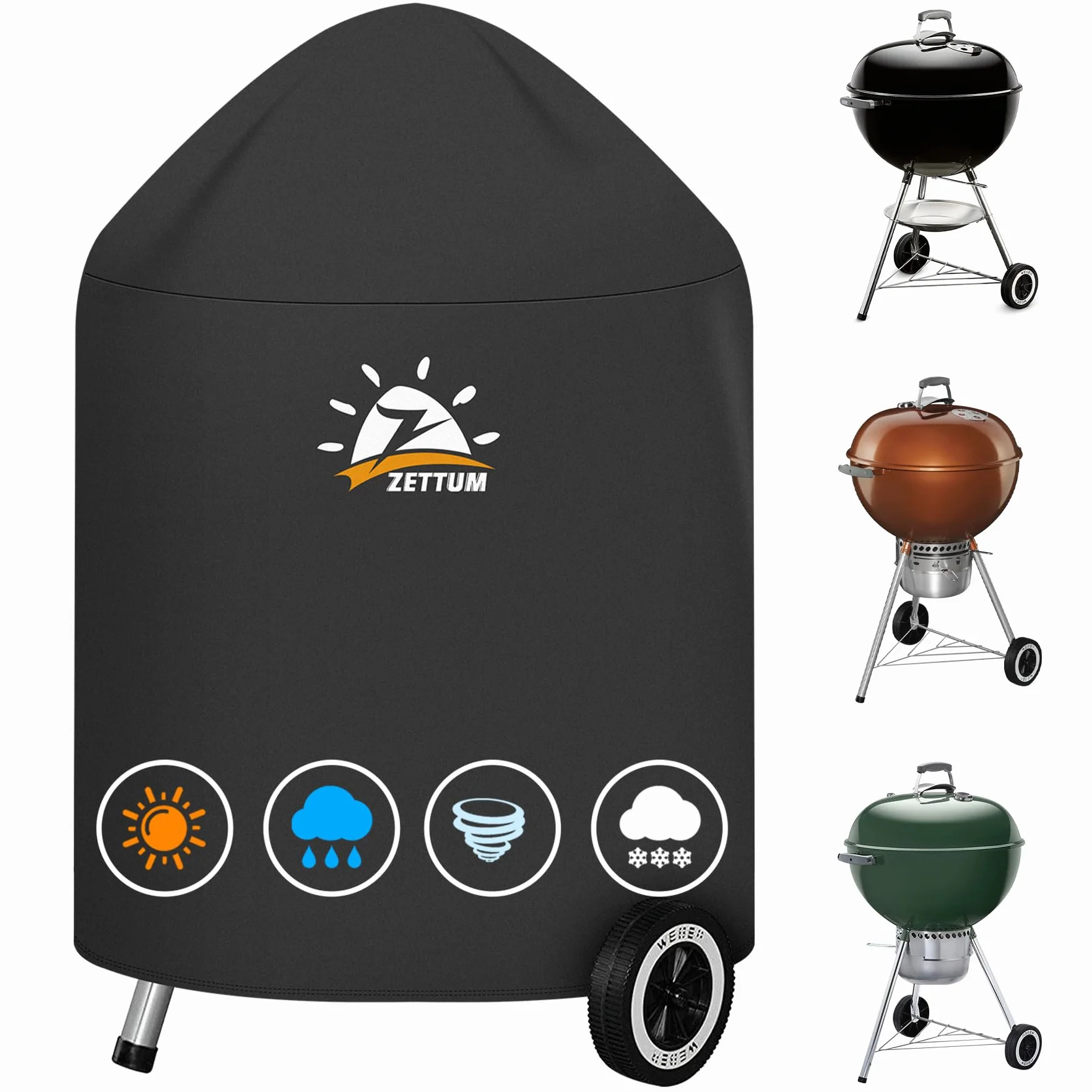 Zettum Pokrowiec na czajnik do grill Weber 57 cm - wytrzymałe i wodoodporne pokrowce PU dla oryginalnego grillu (Φ63 x 88 cm)