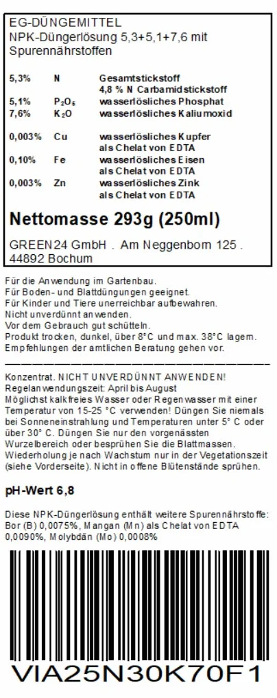 GREEN24 Specjalny nawóz do winorośli FE Pro z żelazem – nawóz do winogron Vitis NPK do roślin w grządkach i doniczkach – kijek do winogron, nawożenie roślin winogronowych