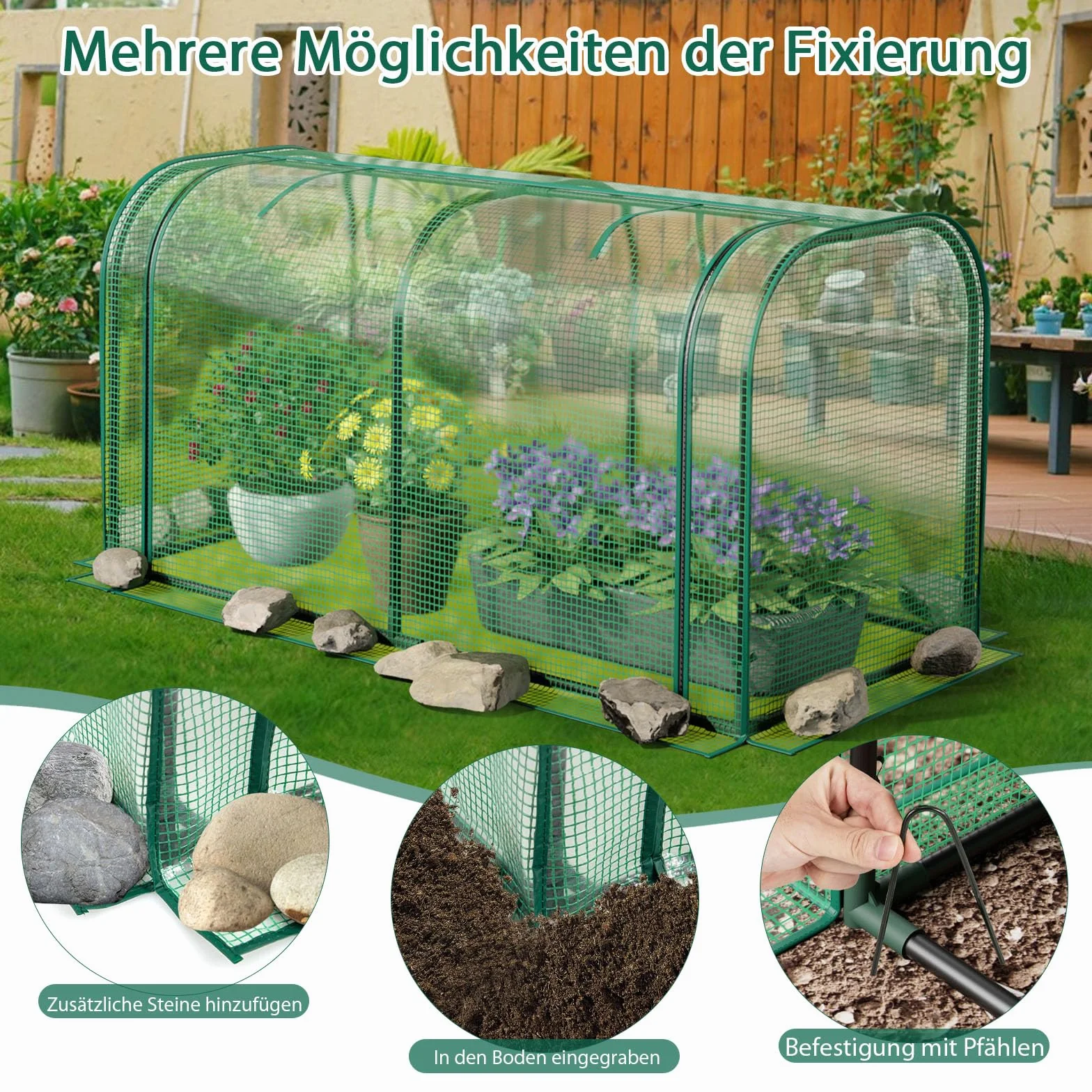 GOPLUS Mini szklarnia na pomidory z drzwiami przesuwnymi i metalową ramą 118 x 55 x 60
