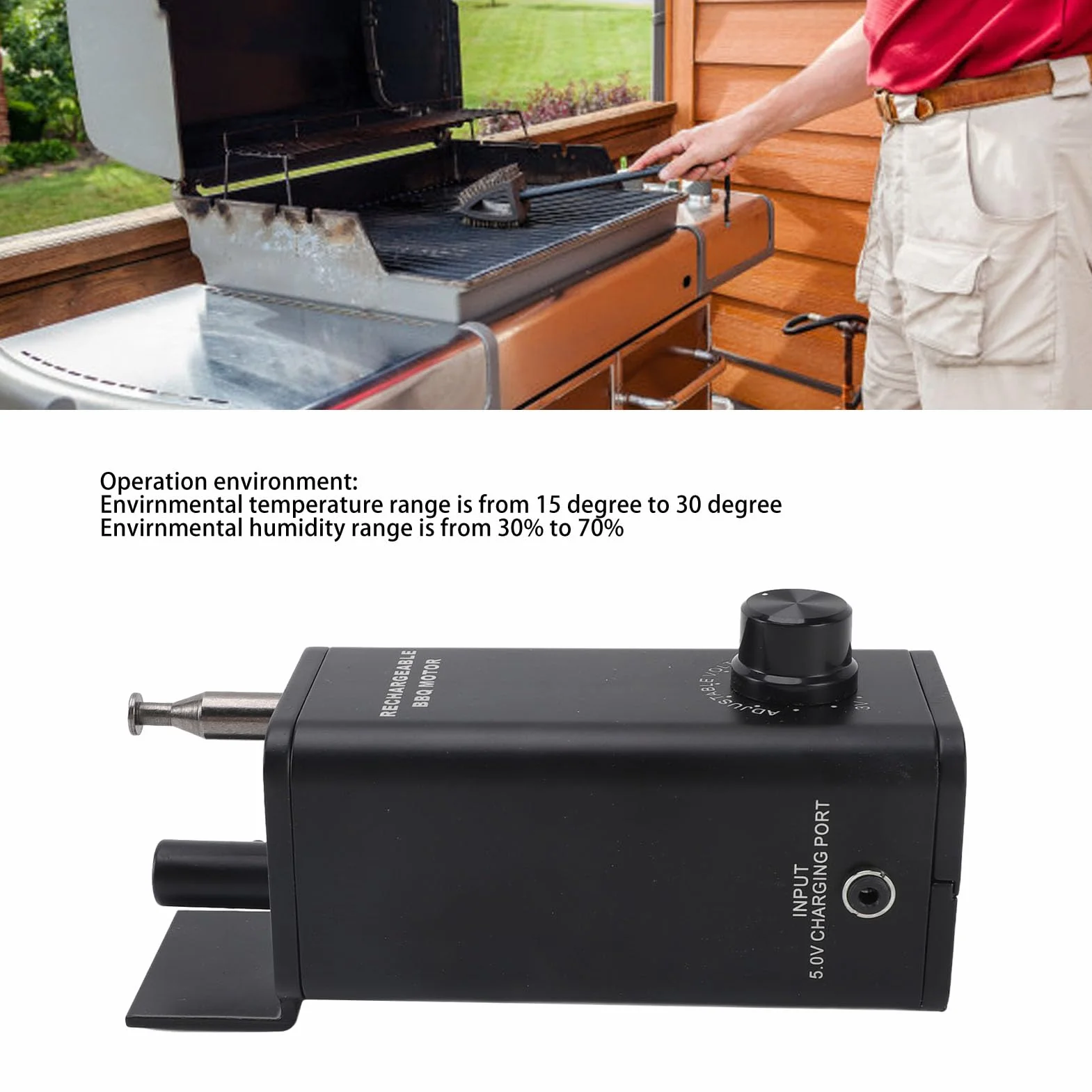Silnik Rożna do Grilla ze Stopu Aluminium, Regulowany Akumulator Uniwersalny do Grilla o Mocy 10 W, 3 do 12 V, Elektryczny Zamienny Silnik do Rożna, Silnik do Grilla Elektrycznego