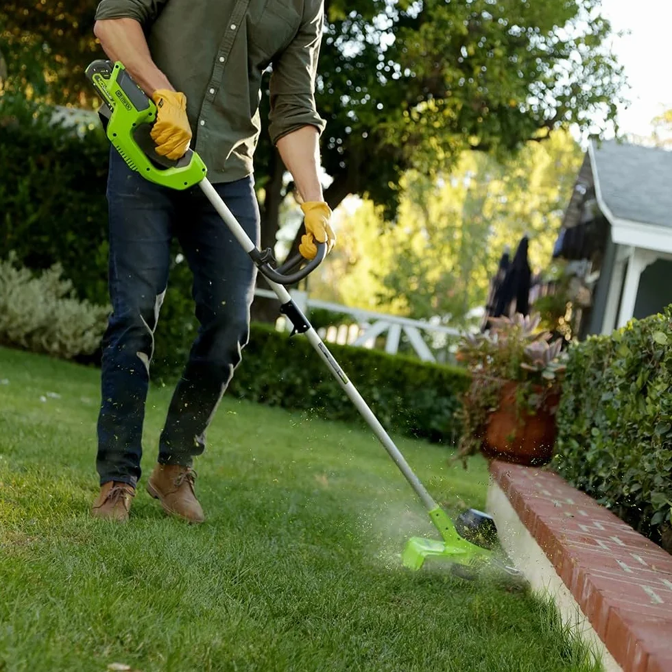 Szpula z podwójną żyłką 29187 pasuje do podkaszarki Greenworks 40 V G40LT G40LTK2 G40LTK2x 2101507 2101507UA 2101507UC, zapasowa szpula żyłki 8,3 m długość Ø 1,65 mm (6 szpulek, 2 czapka)