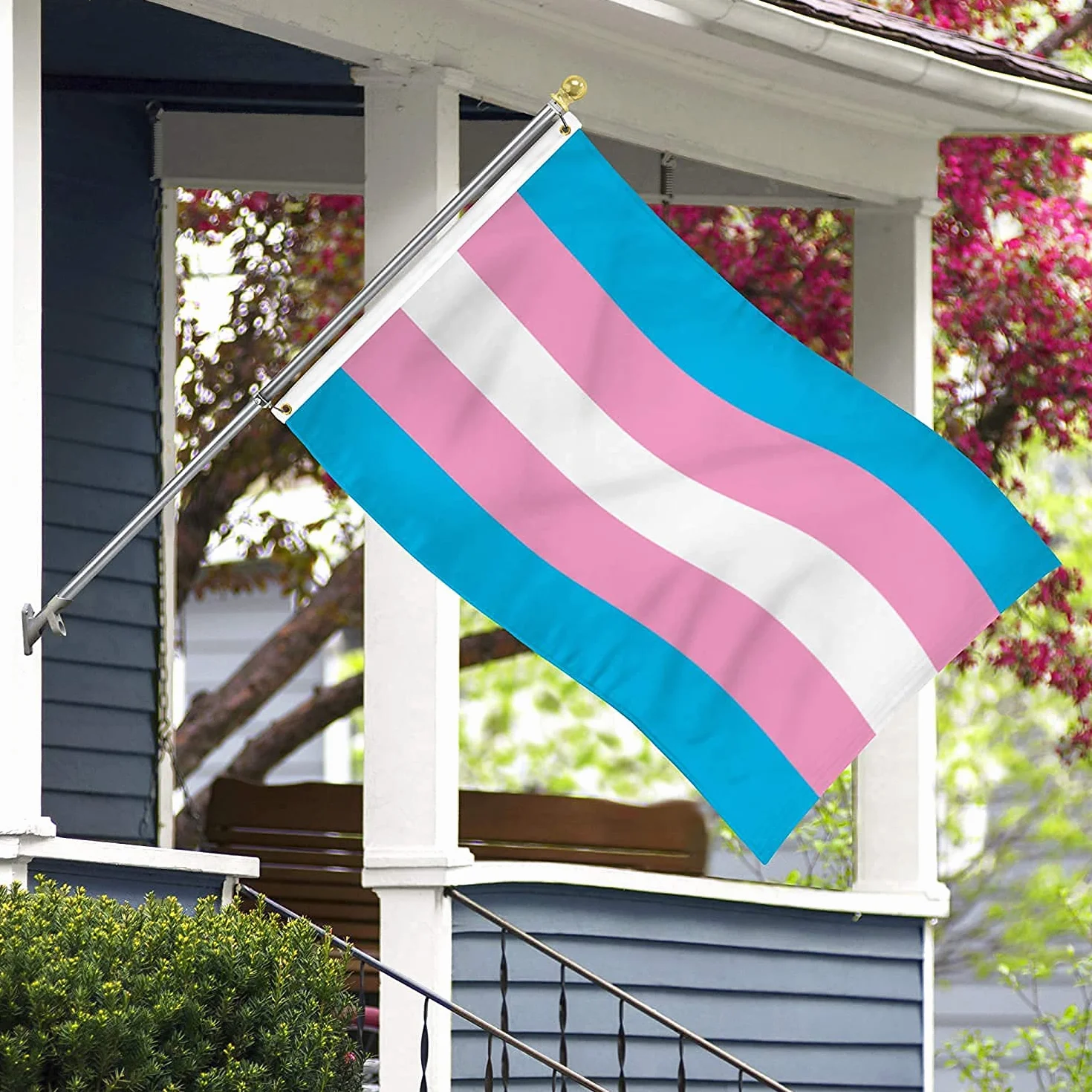 MOGADEE® Flaga transmisyjna, flaga LGBT, 150 x 90 cm, do u?ytku wewn?trz i na zewn?trz, ró?ne wakacje, odporna na wiatr i deszcz flaga Gay Pride z oczkami z mosi?dzu (transgender)