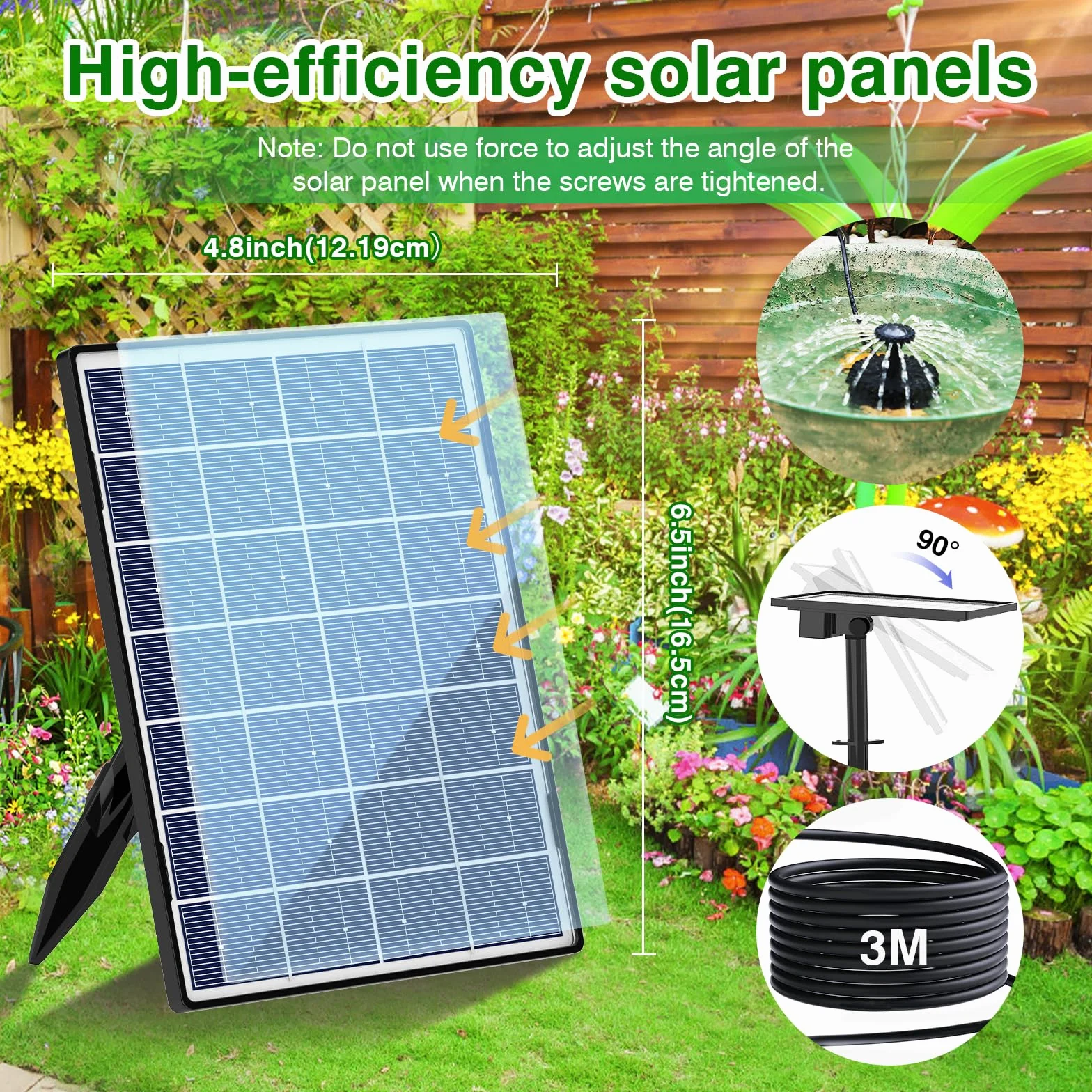 AISITIN Solarna pompa wodna 4,5 W, do samodzielnego wykonania, szklany panel, fontanny zasilane energią słoneczną, pompa wodna z 4 dyszami, fontanna solarna do kąpieli dla ptaków, ogrodu, akwarium