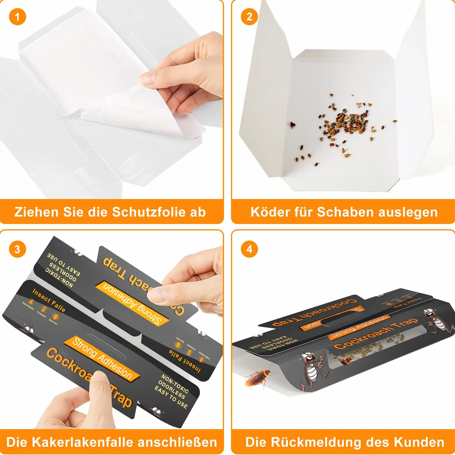 Pułapka na karaluchy [20 sztuk] ze skutecznymi i nietrującymi tabletkami na przynęty, silne kleje do monitorowania, pułapka na karaluchy do wykrywania ataku karaluchów kuchennych i karaluchów we