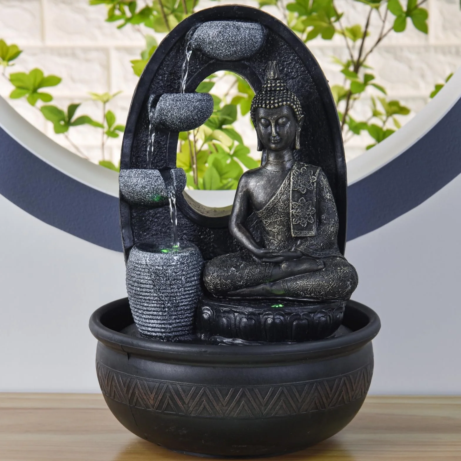 Zen'Light Harmonie fontanna z żywicy poliestrowej, czarna, 26 x 16 x 40 cm