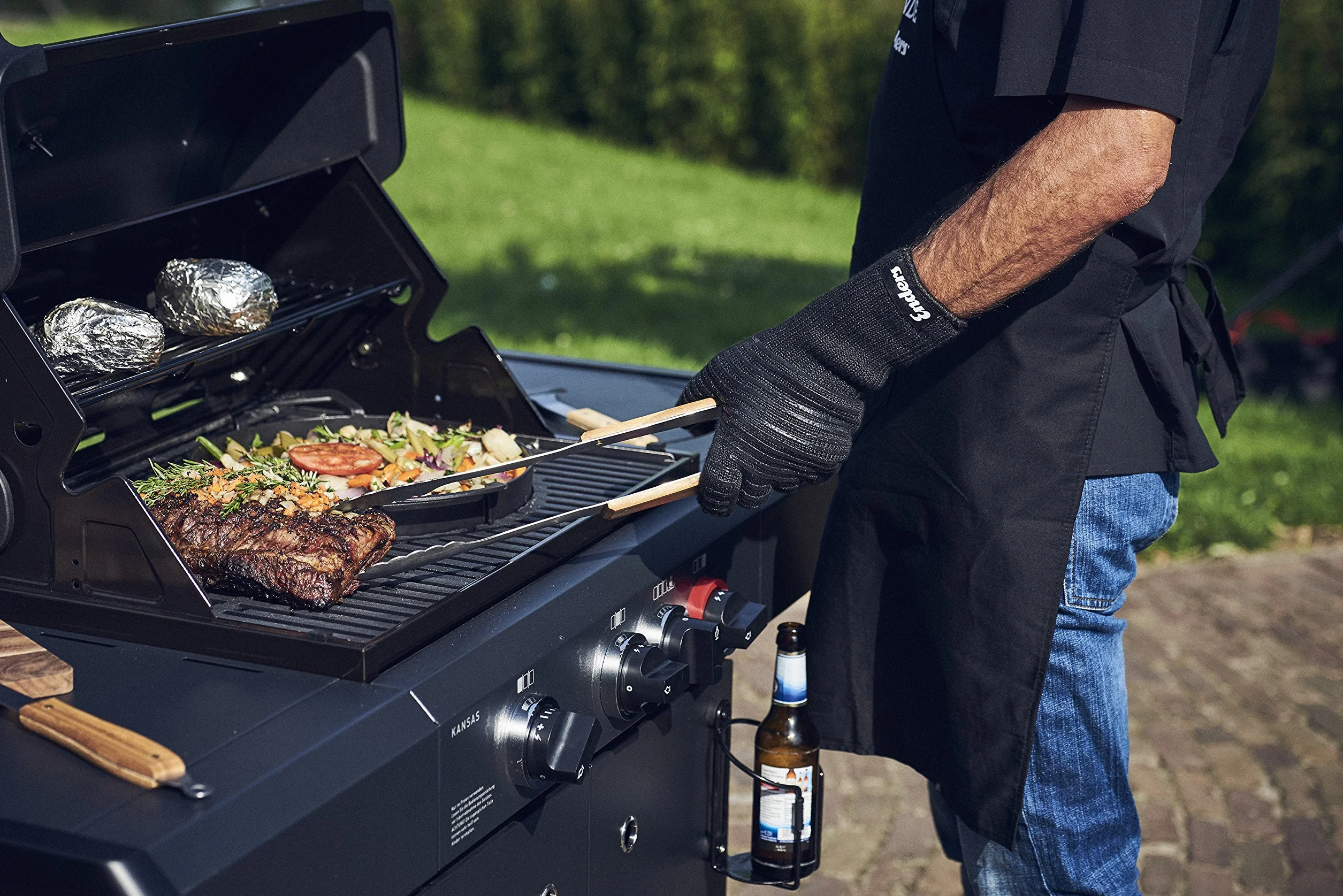 Enders Rękawice do grillowania z ognioodpornego aramidu, 8785, odporne na wysoką temperaturę, rękawice do grillowania na gazie, BBQ, w piekarniku, przy kominku, bezpieczne i wygodne